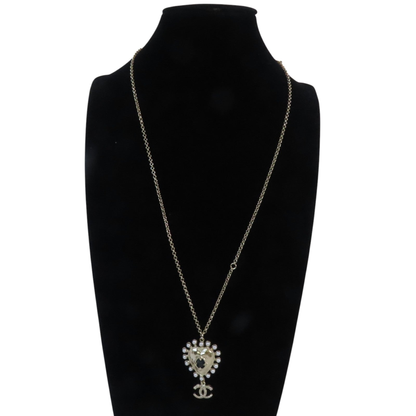 CHANEL 金屬/PVC/仿珍珠Necklace金扣項鏈