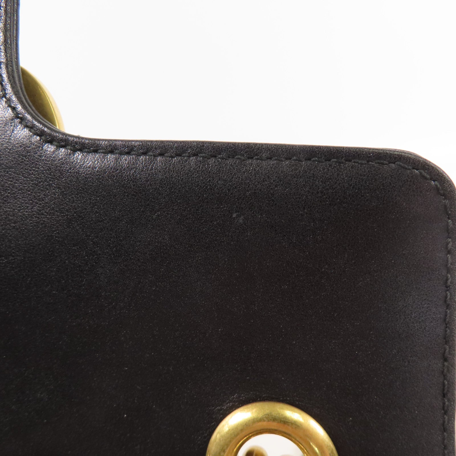 GUCCI GG GHW GG Marmont Small Chain Shoulder Bag Calfskin Leather 446744 Black