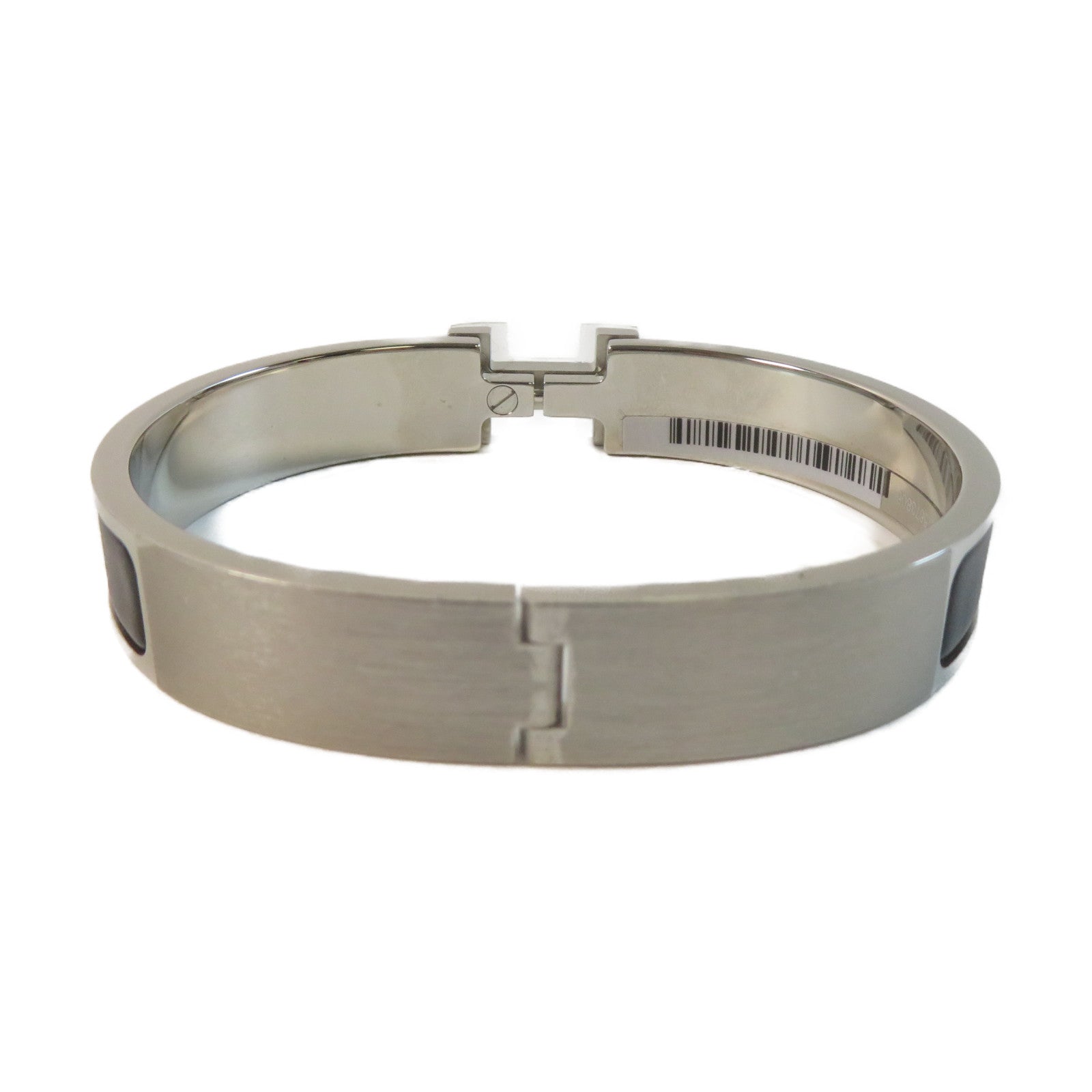 HERMES 【激減優惠】金屬Clic H Bracelet手鐲銀色/黑色