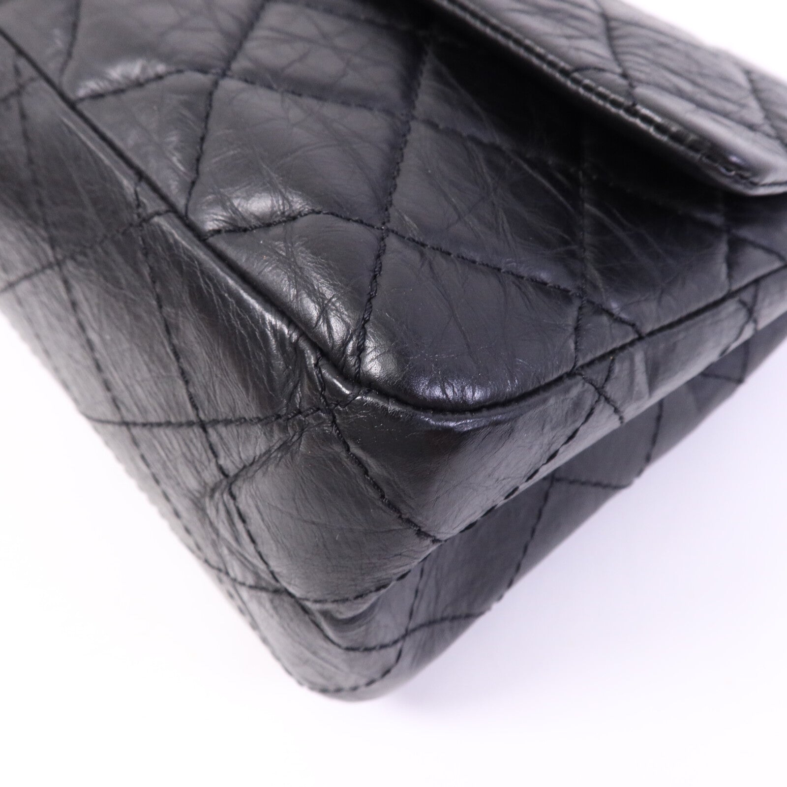 CHANEL 牛皮皮革2.55 Large銀扣鏈帶肩背袋