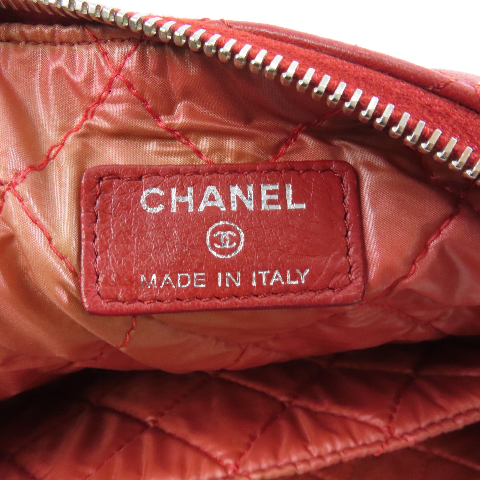 CHANEL 【激減優惠】菱格羊皮皮革Handbag銀扣手挽袋紅色