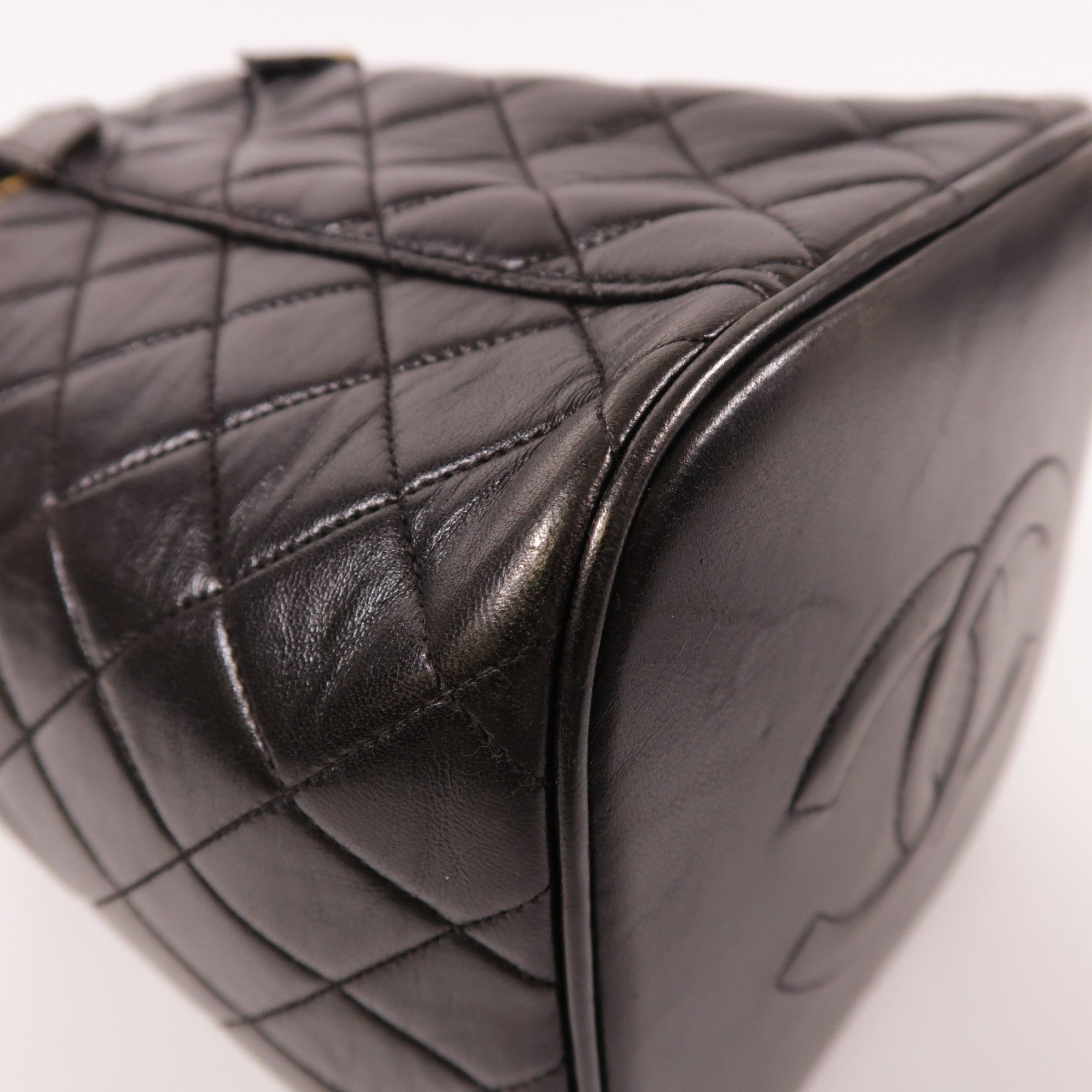 CHANEL 【激減優惠】羊皮皮革Vintage Vanity Bag金扣化妝袋