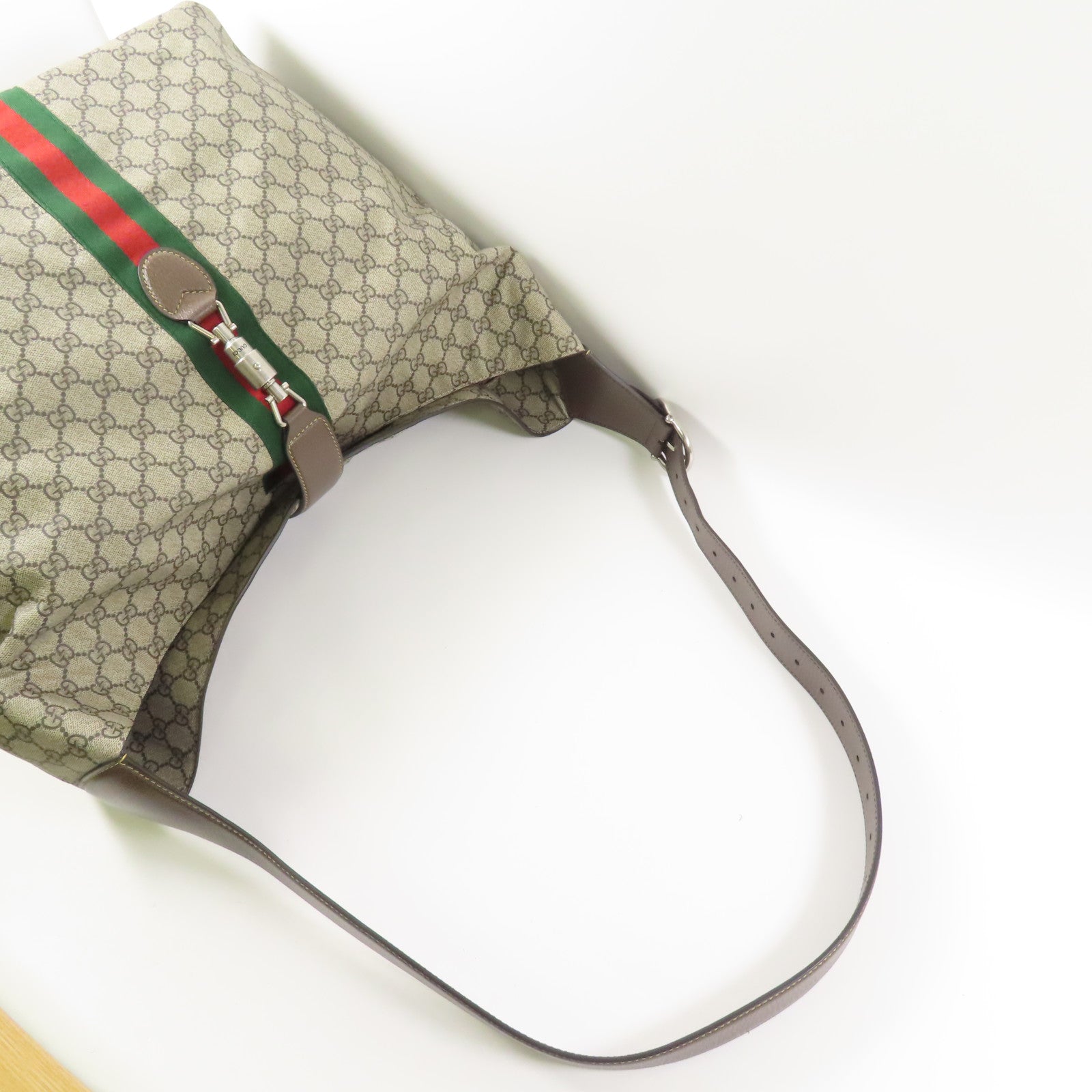 GUCCI 塗層帆布Jackie 1961 Medium銀扣肩背袋