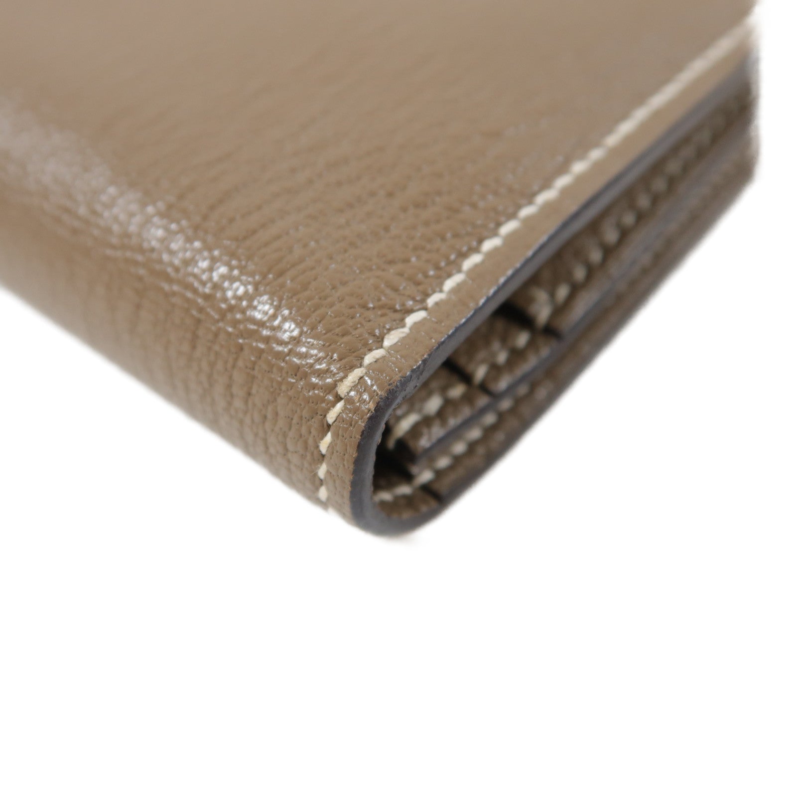 HERMES Epsom皮革Bearn Souffle銀扣長錢包Etoupe米灰色
