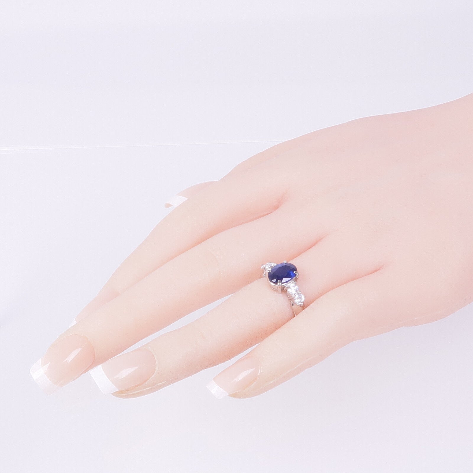 JEWELRY PT900鉑金Sapphire Diamond Ring藍寶石/鑽石戒指US#5.75