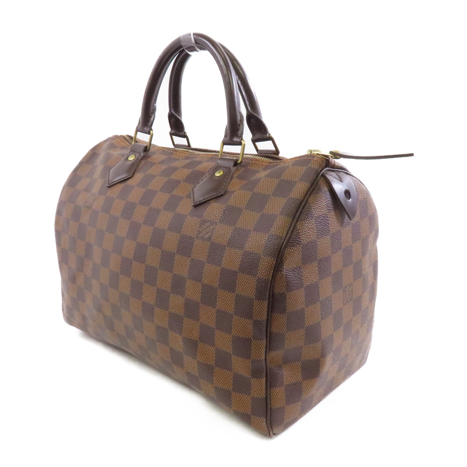 LOUIS VUITTON Damier Speedy30金扣手挽袋啡色