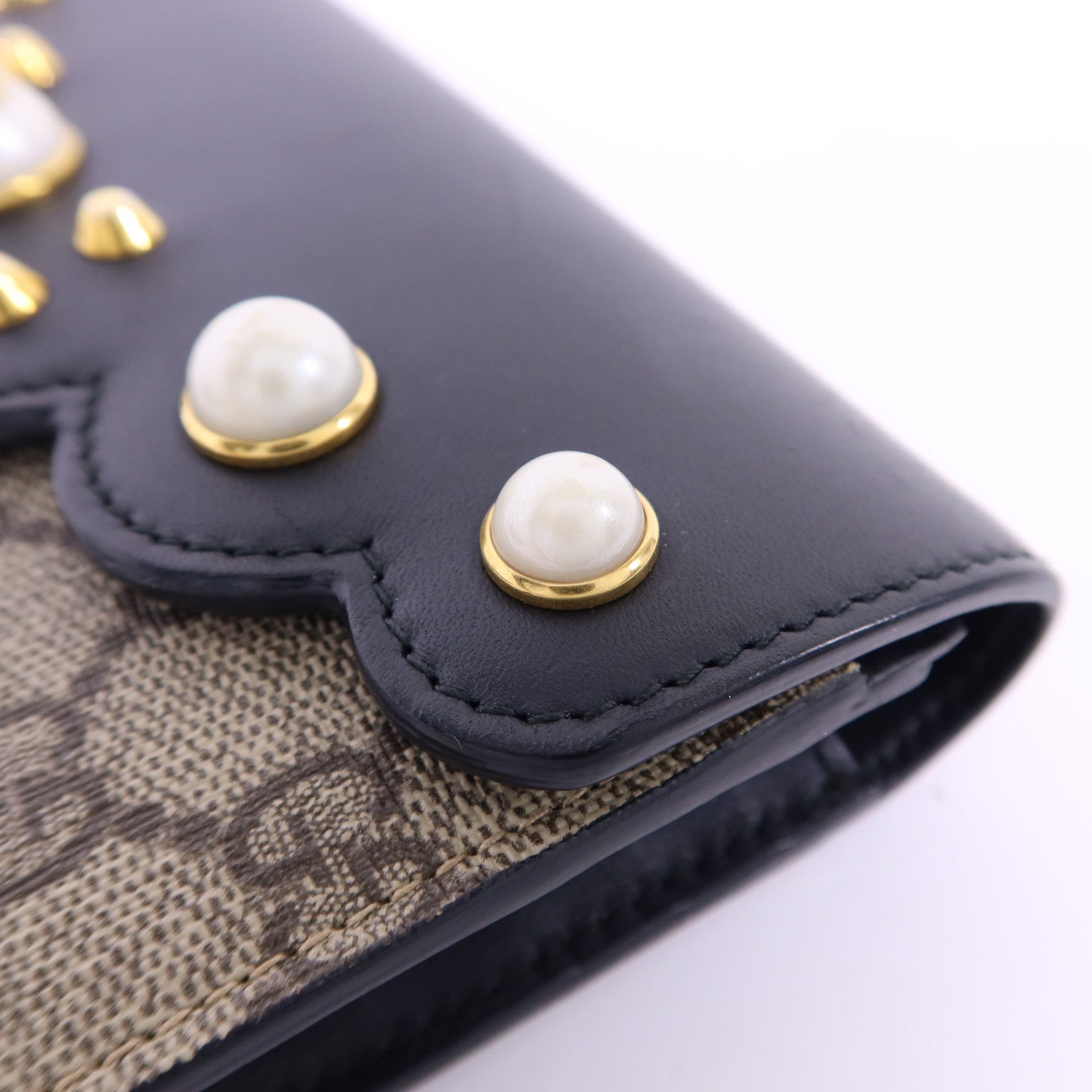 GUCCI 【激減優惠】牛皮皮革/塗層帆布Long Wallet金扣長錢包