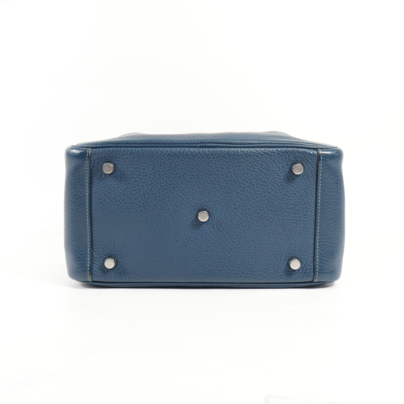 HERMES 【激減優惠】Clemence皮革Lindy 26銀扣手挽肩背兩用袋Bleu Colvert/Turquoise