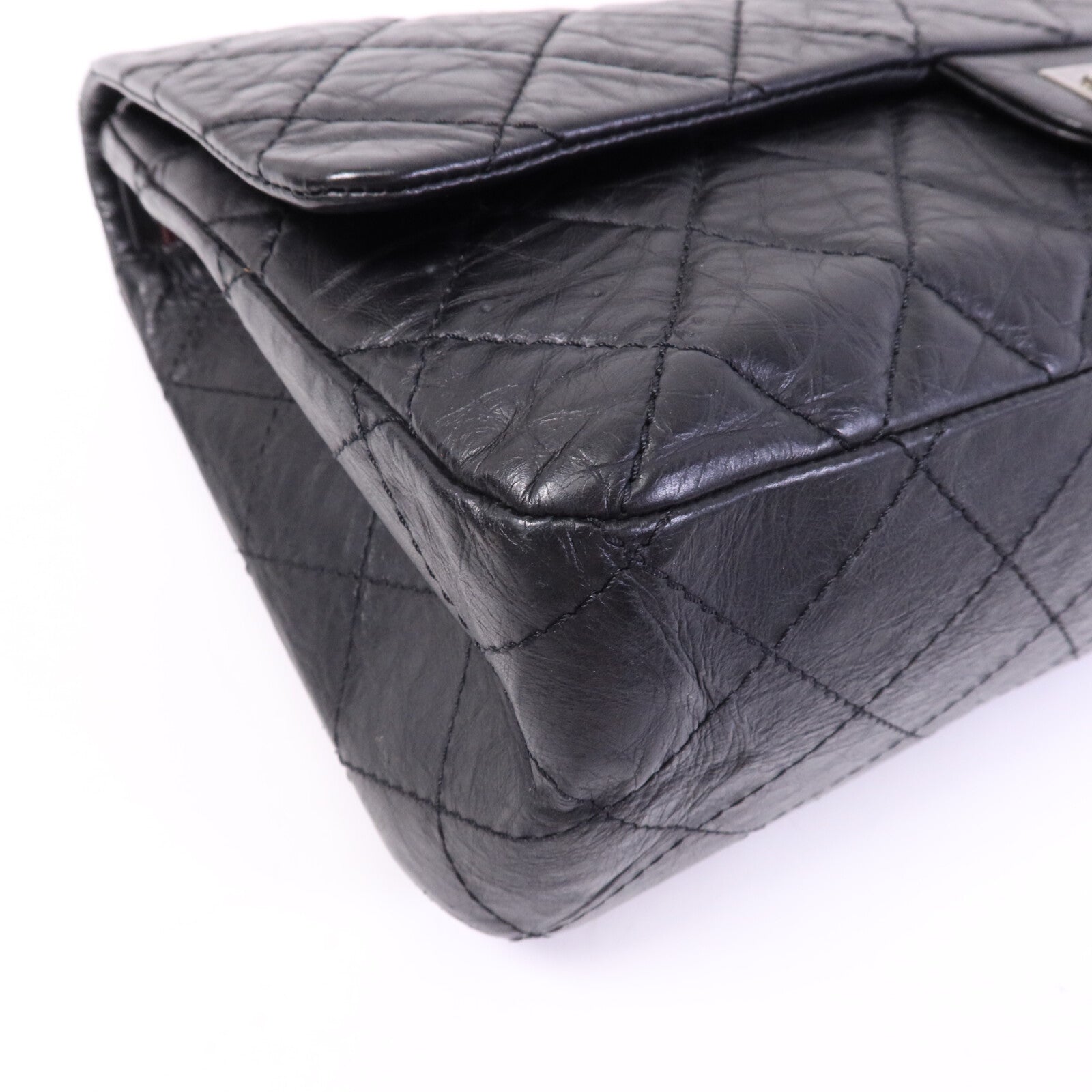 CHANEL 牛皮皮革2.55 Large銀扣鏈帶肩背袋