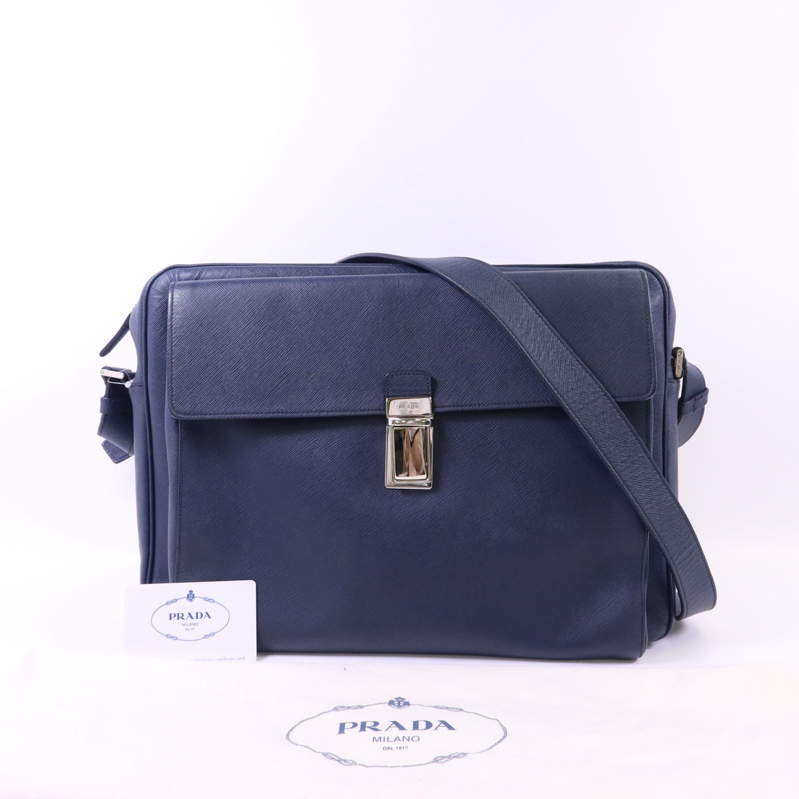 PRADA Saffiano皮革Shoulder Bag銀扣肩背袋