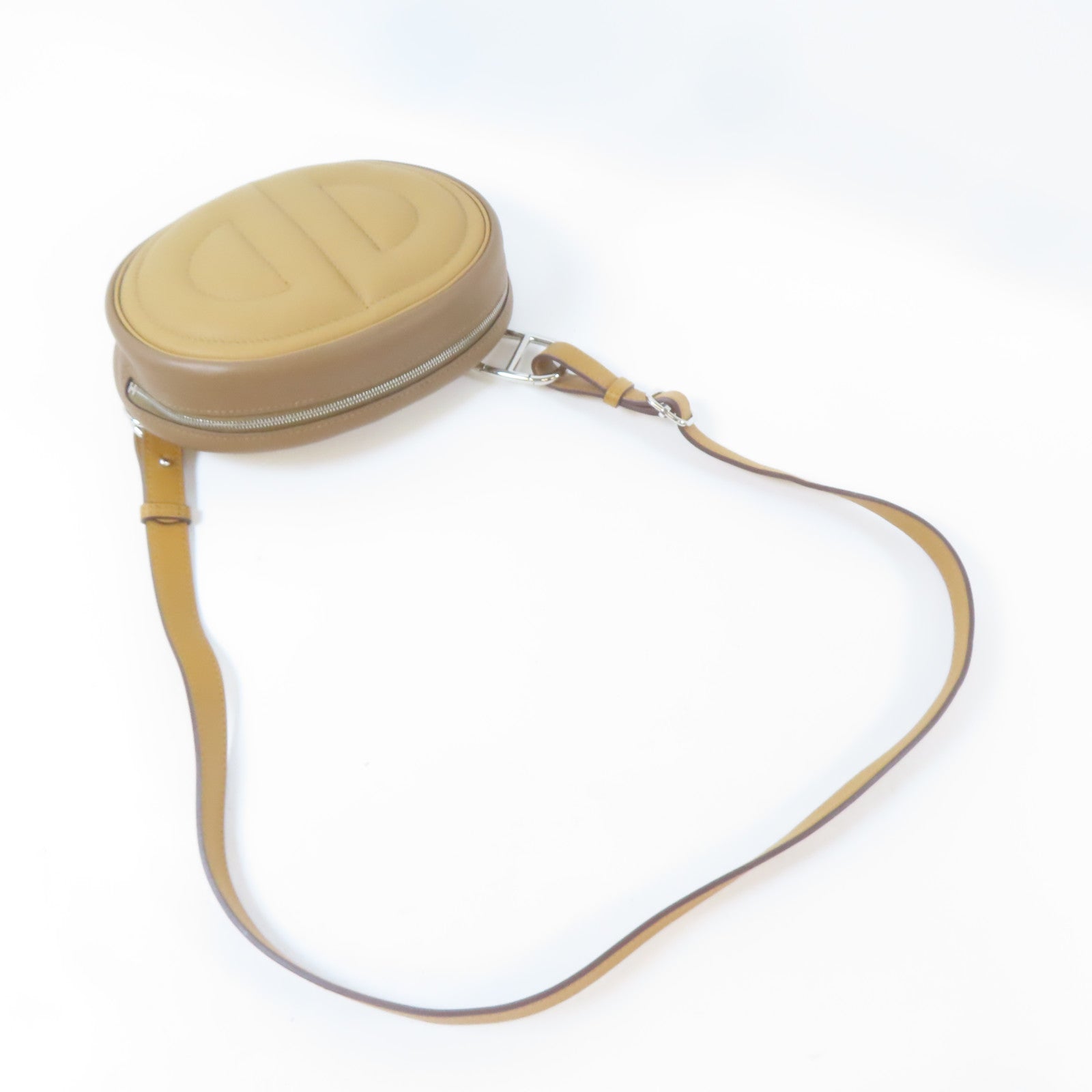 HERMES Swift皮革In The Loop銀扣腰包經典駝色