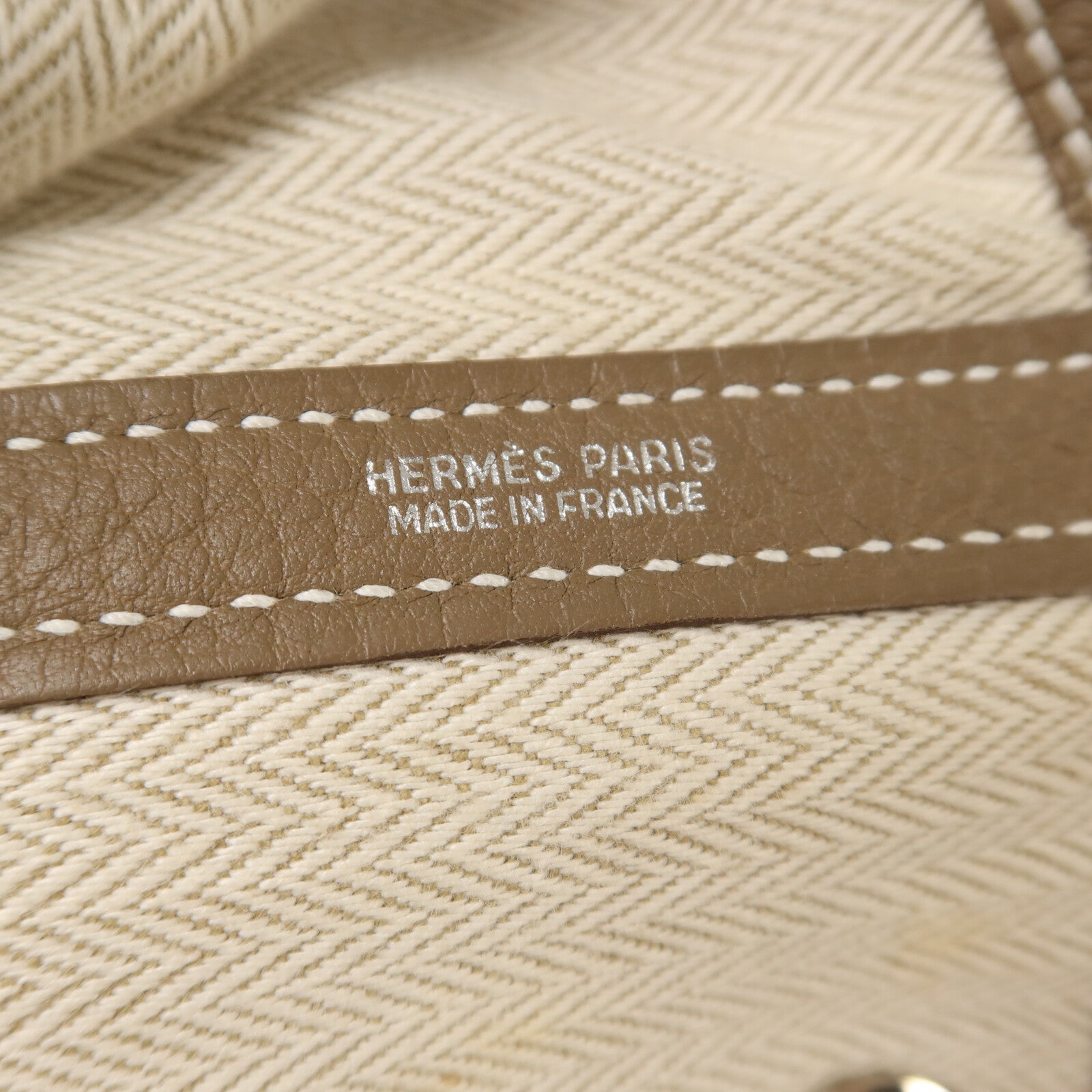 HERMES Clemence皮革Garden Party PM手挽袋Etoupe