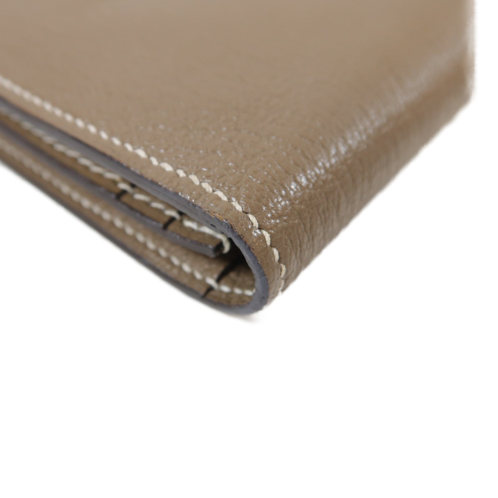 HERMES Epsom皮革Bearn Souffle銀扣長錢包Etoupe米灰色