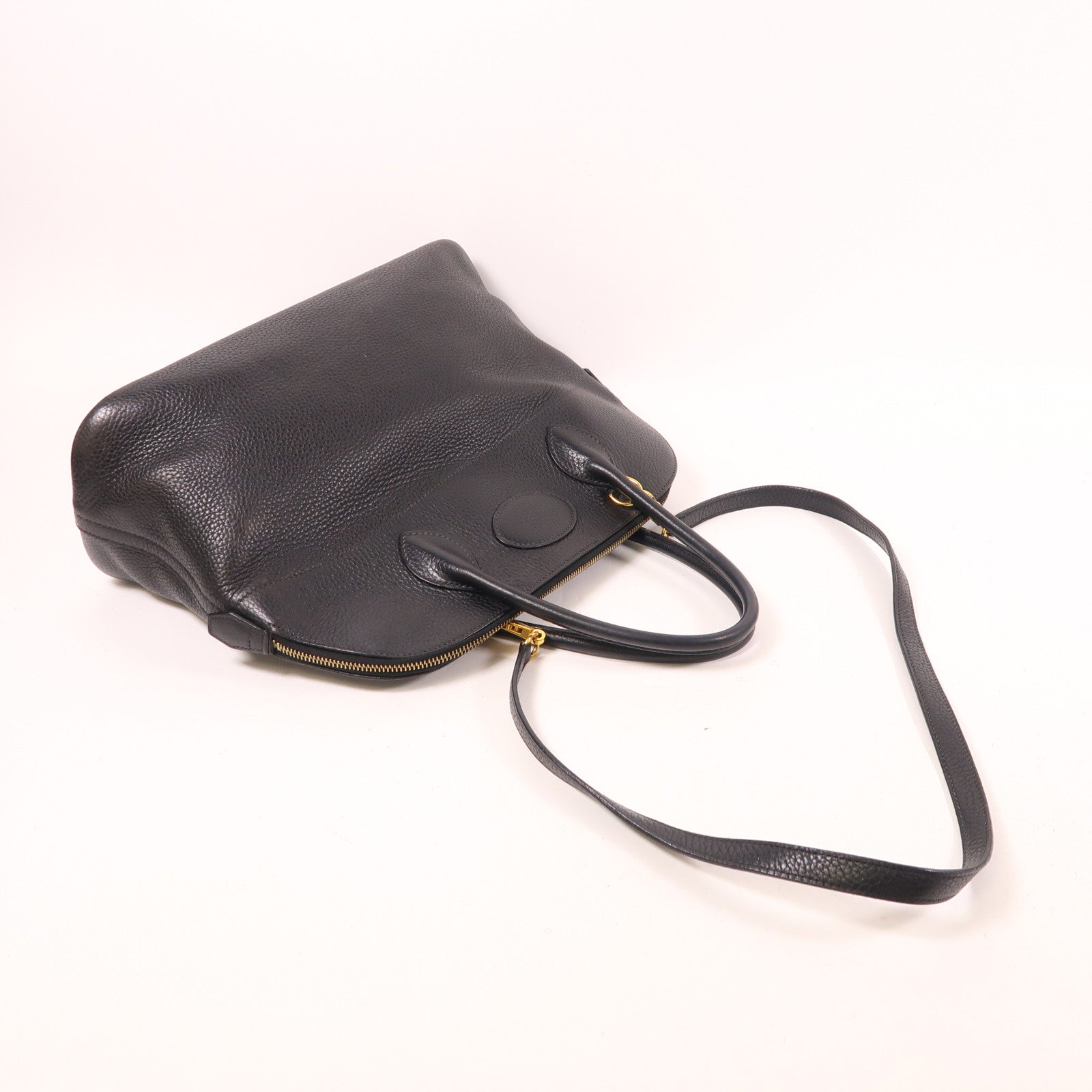 HERMES 【激減優惠】Clemence皮革Bolide 35金扣手挽肩背兩用袋Noir