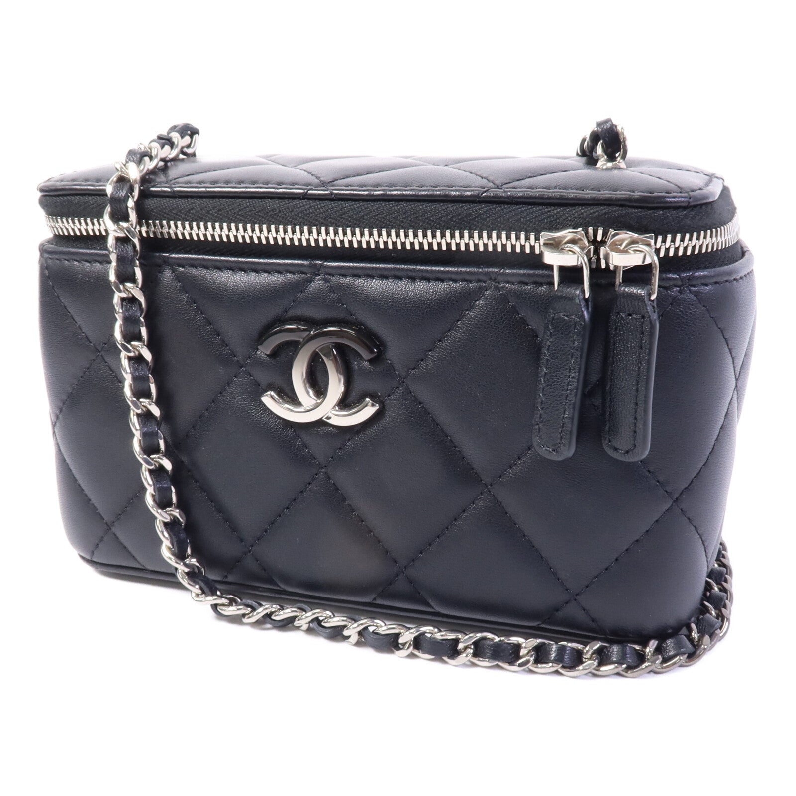 CHANEL 羊皮皮革Vanity Case鏈帶肩背袋