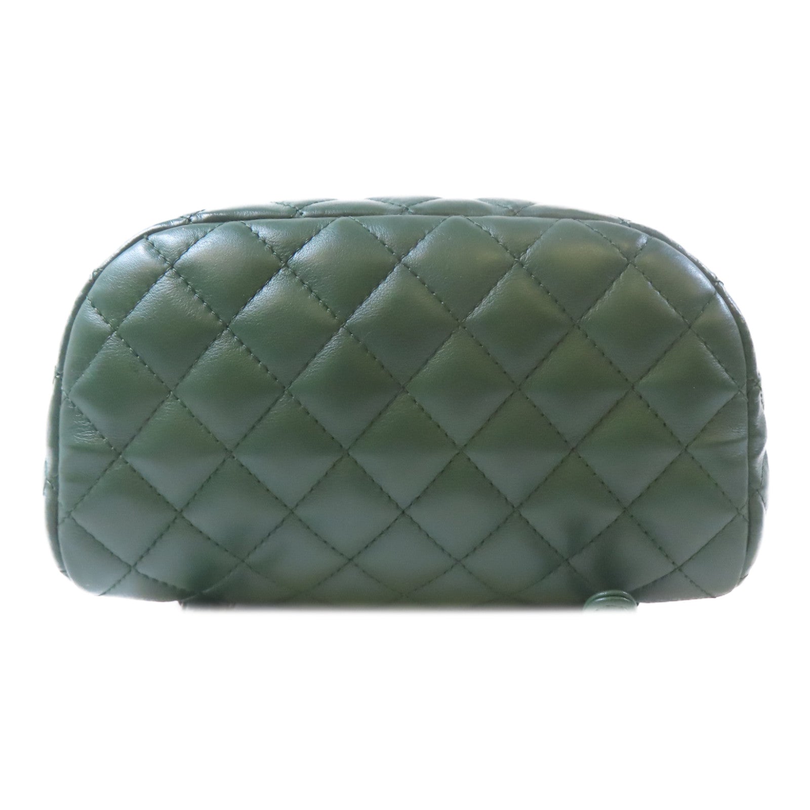 CHANEL 菱格羊皮皮革Backpack金扣背包綠色