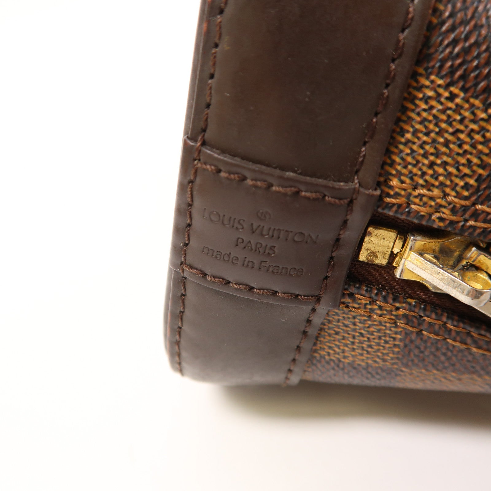 LOUIS VUITTON Damier Alma BB金扣手挽肩背兩用袋棕色