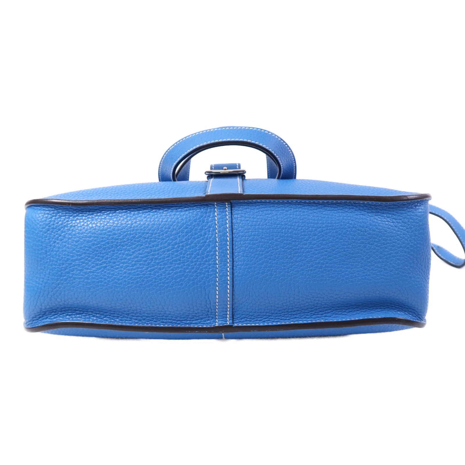 HERMES Clemence皮革Halzan 31銀扣手挽肩背兩用袋Bleu Zanzibar