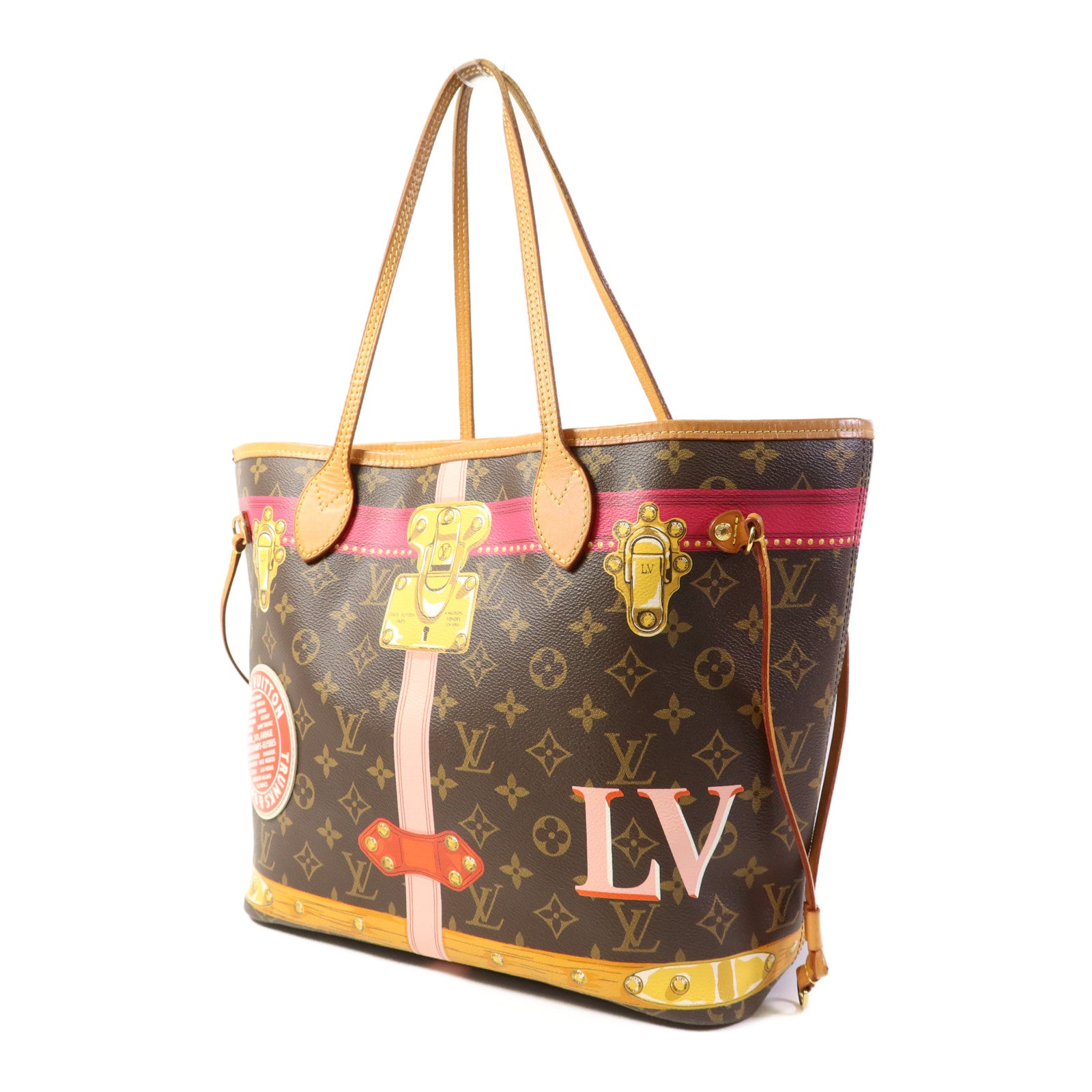 LOUIS VUITTON Monogram Summer Trunk Neverfull MM金扣肩背袋