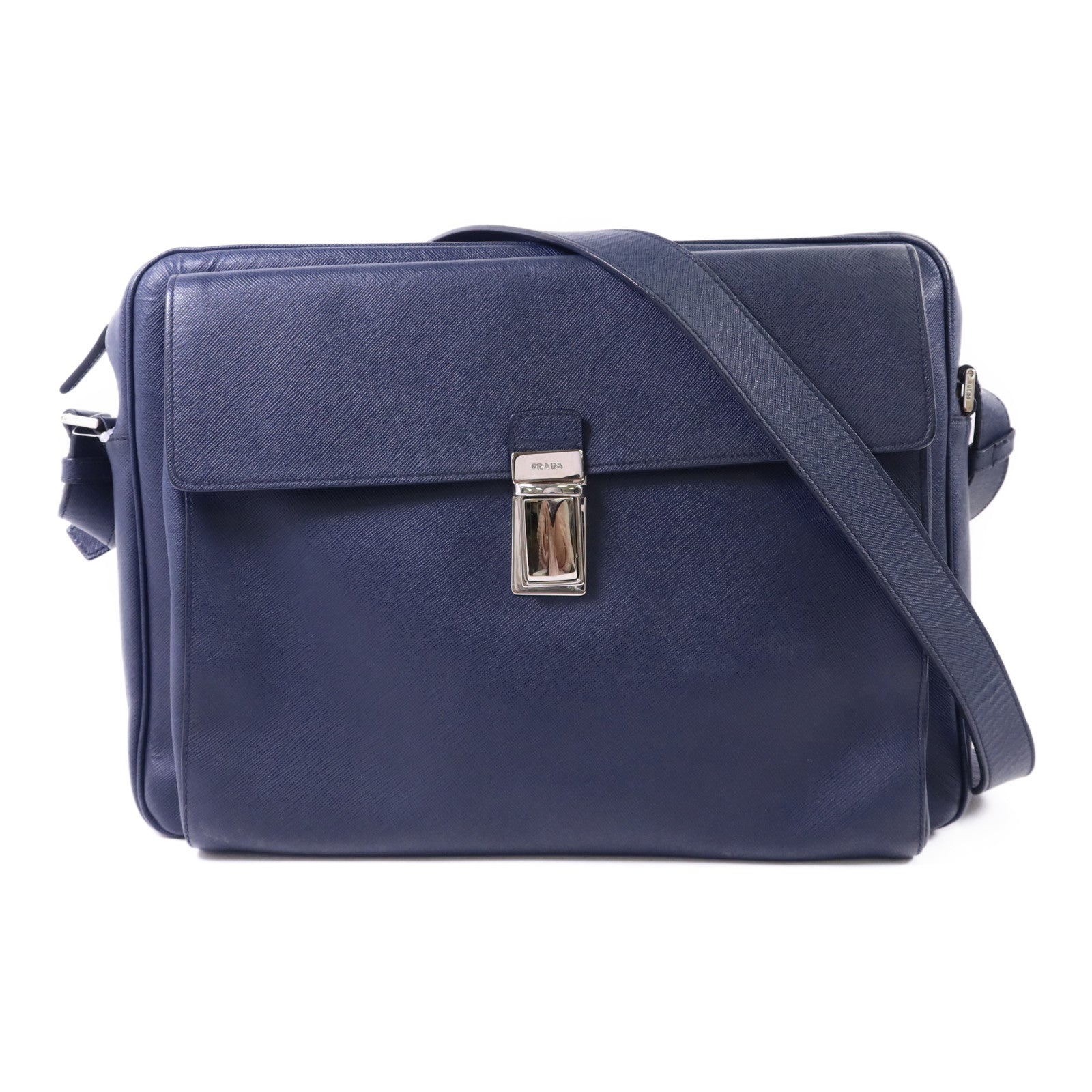 PRADA Saffiano皮革Shoulder Bag銀扣肩背袋
