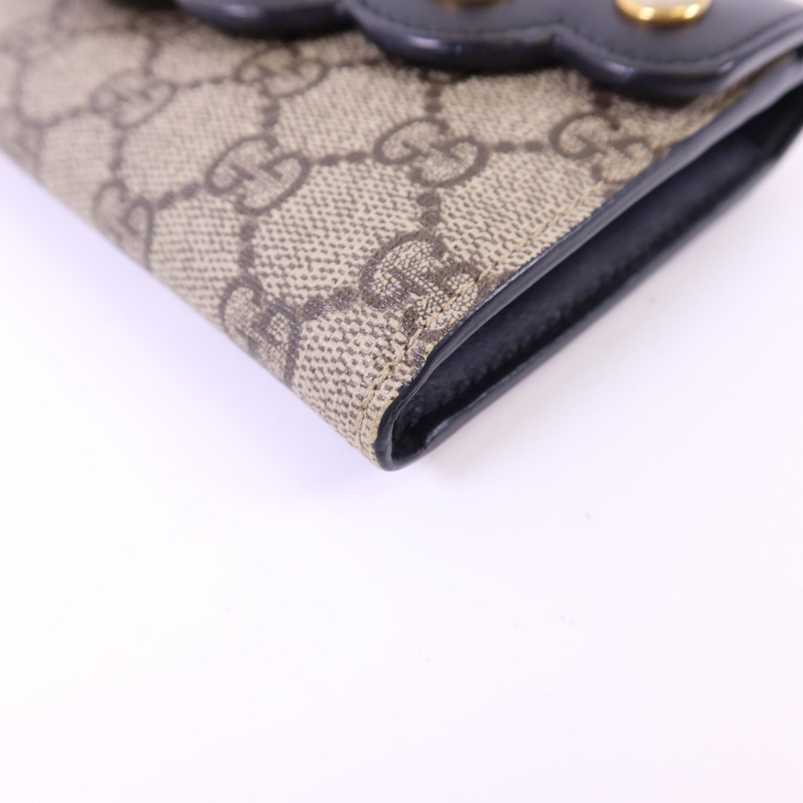 GUCCI 【激減優惠】牛皮皮革/塗層帆布Long Wallet金扣長錢包