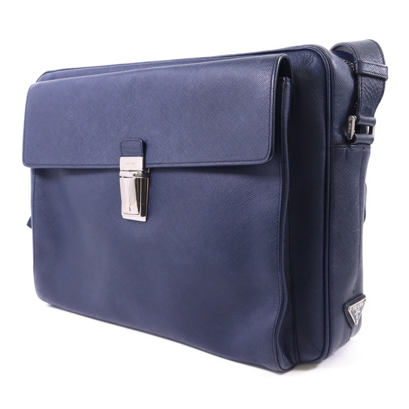 PRADA Saffiano皮革Shoulder Bag銀扣肩背袋