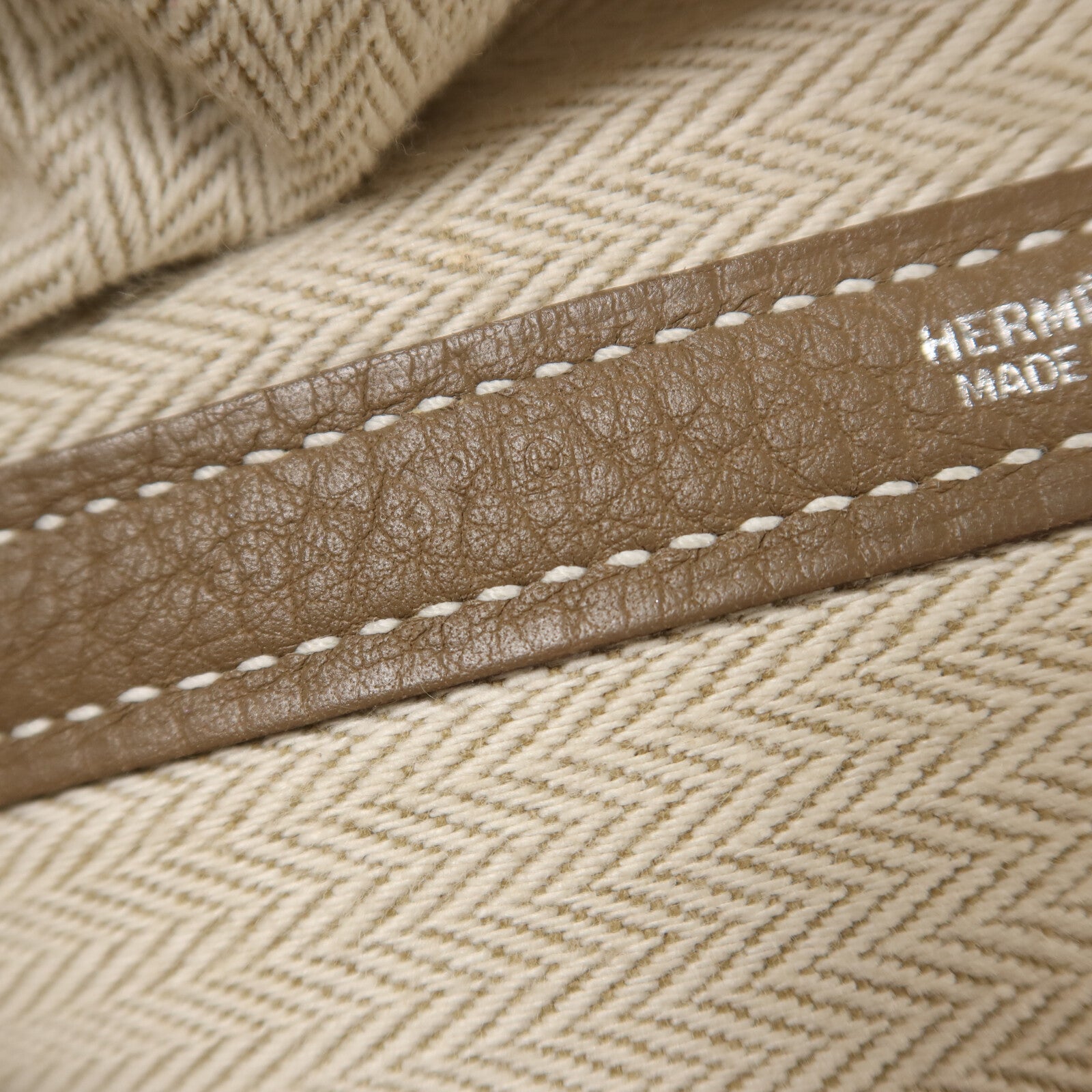 HERMES Clemence皮革Garden Party PM手挽袋Etoupe