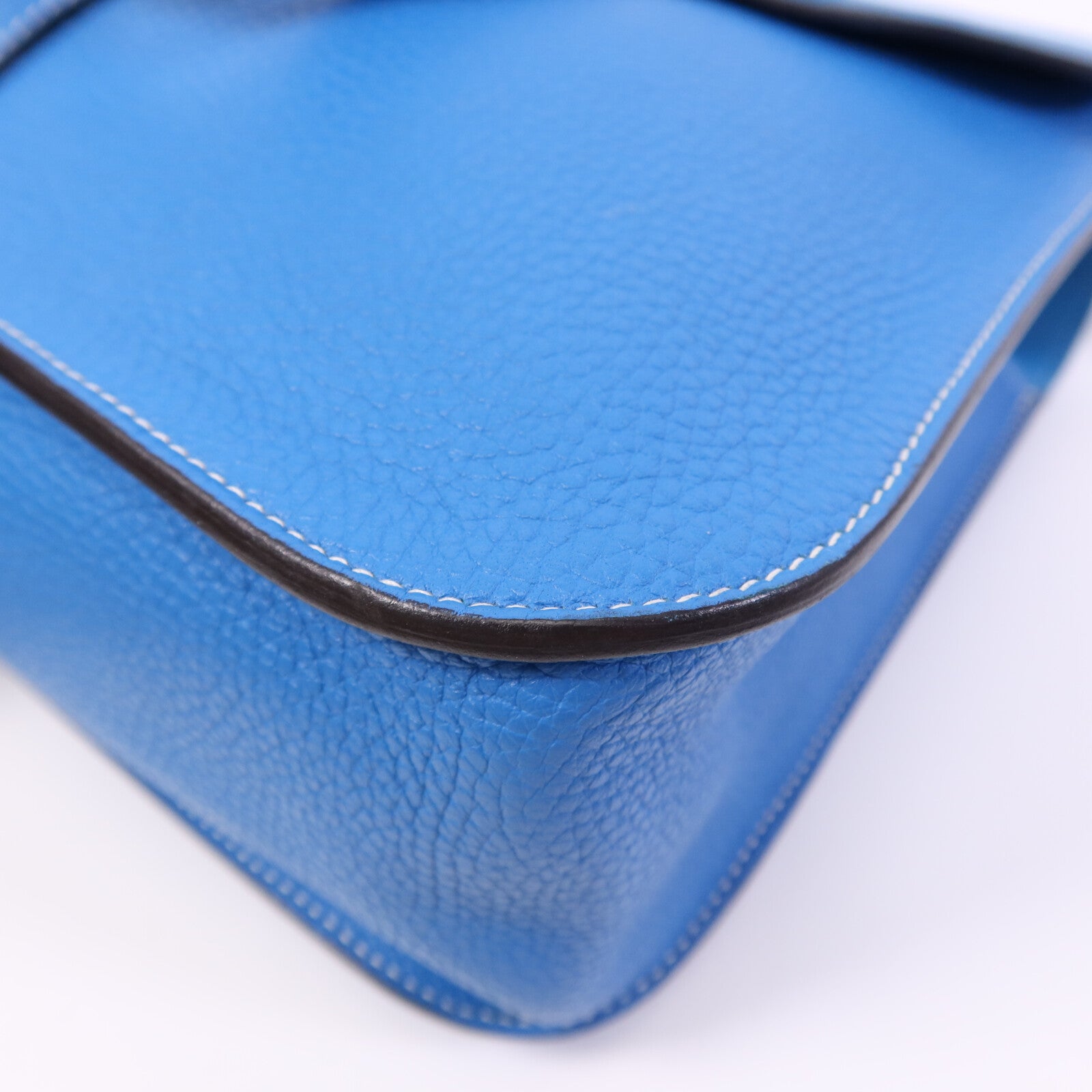 HERMES Clemence皮革Halzan 31銀扣手挽肩背兩用袋Bleu Zanzibar