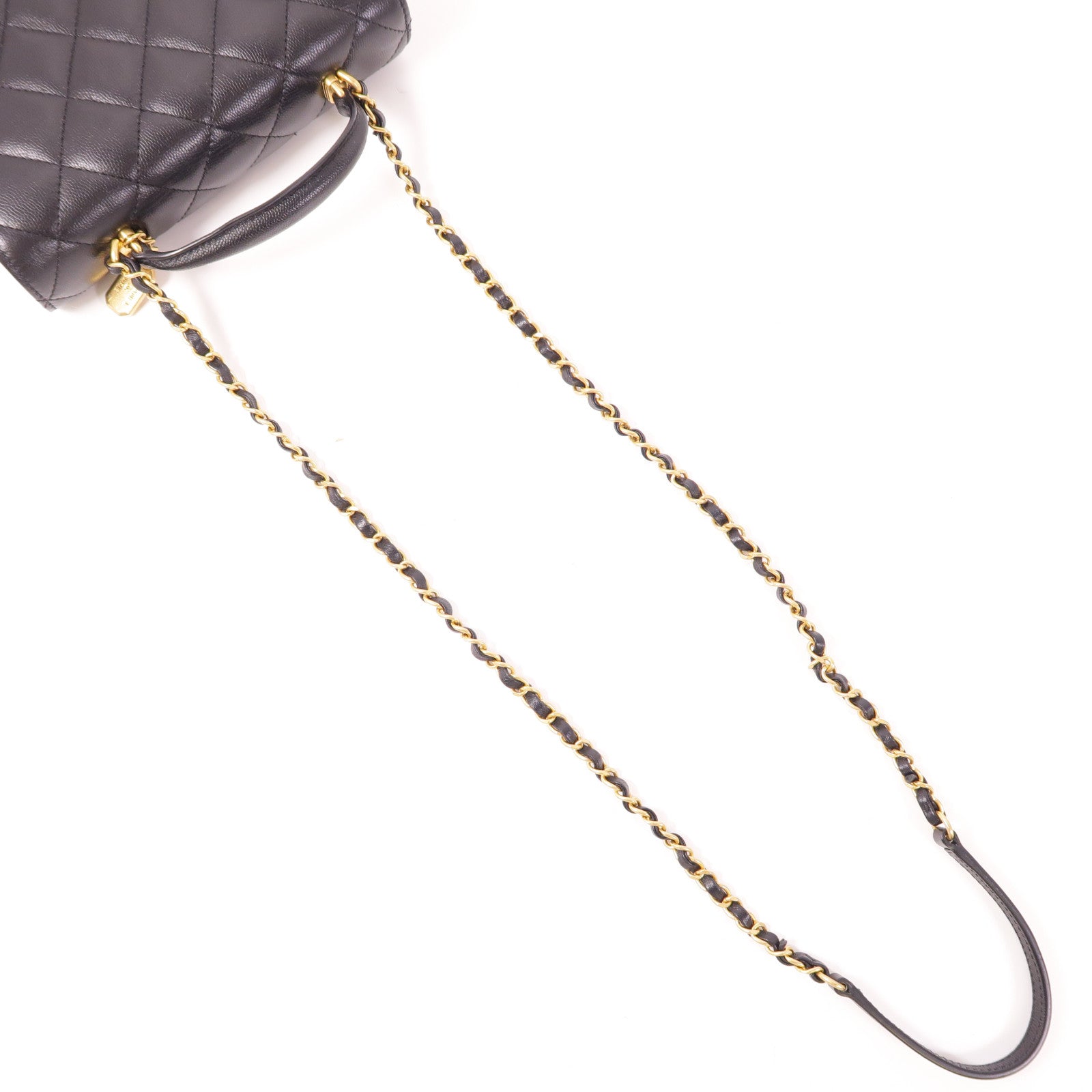 CHANEL 牛皮皮革Chain Shoulder金扣手挽肩背兩用袋