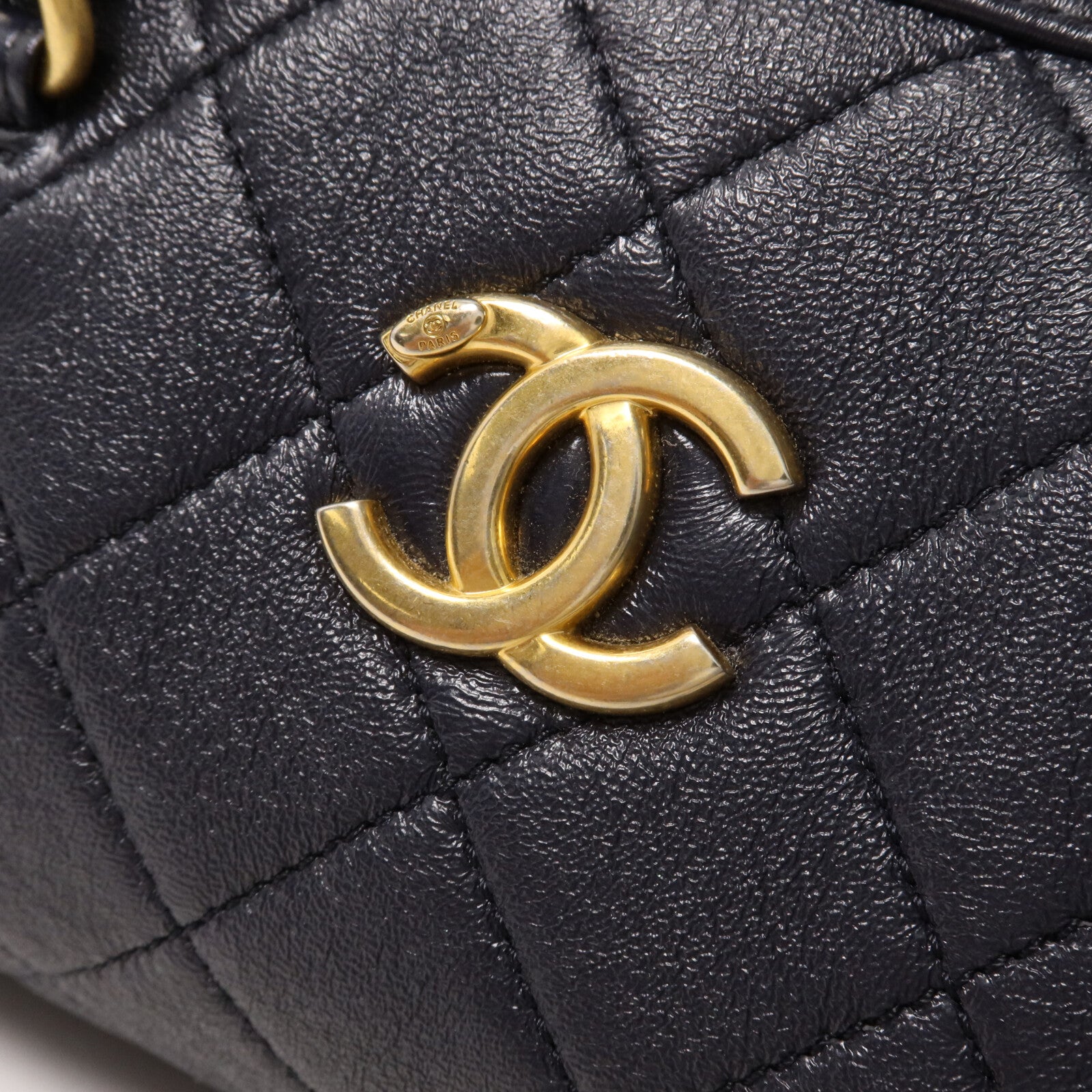 CHANEL 牛皮皮革Bowling Bag鏈帶手挽肩背兩用袋