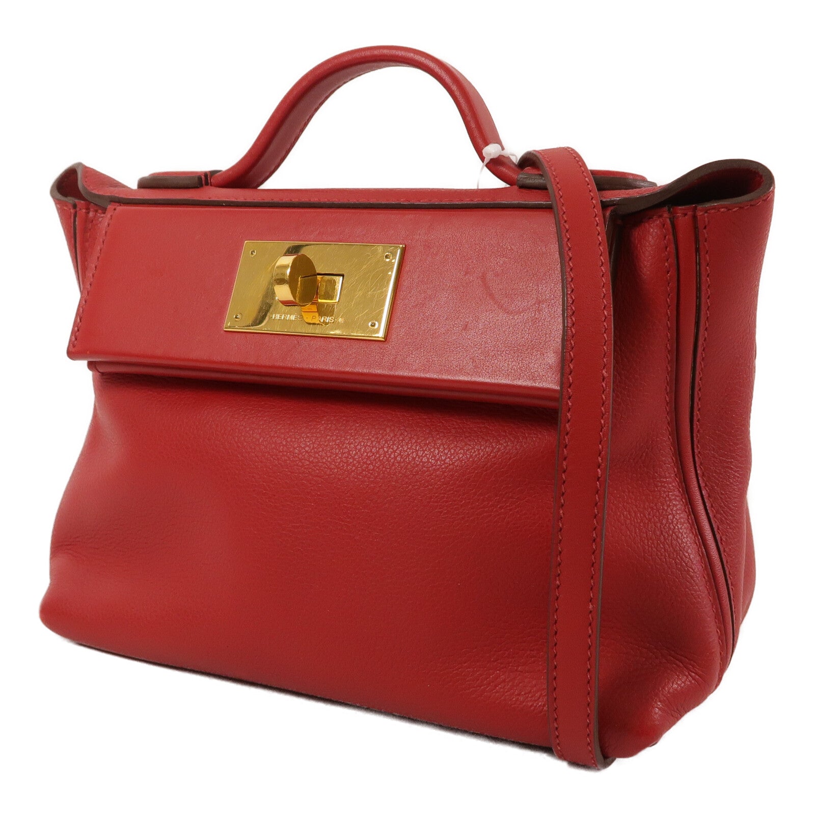 HERMES Evercolor皮革24/24 Mini肩背袋Rouge Piment
