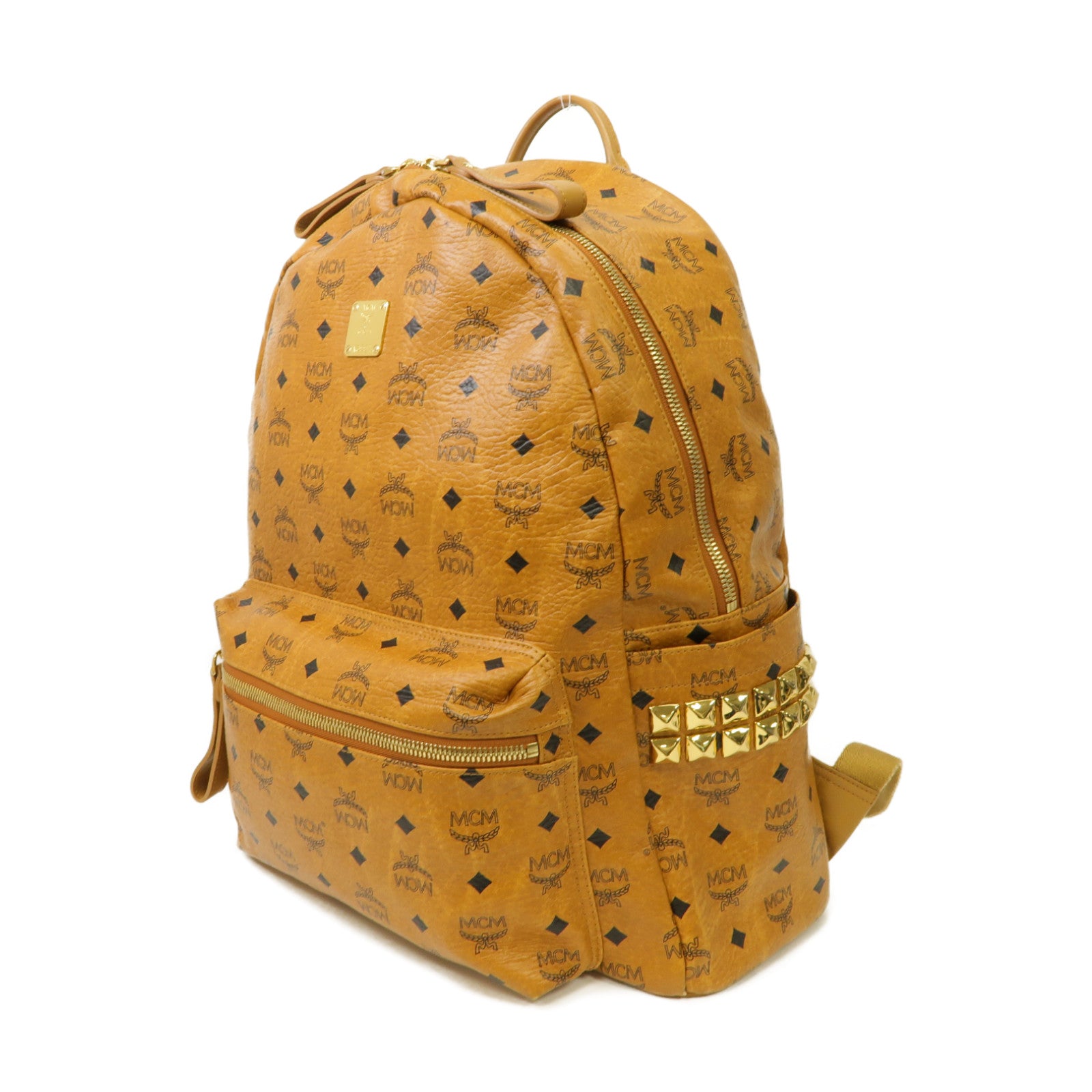 MCM 塗層帆布Backpack金扣背包棕色