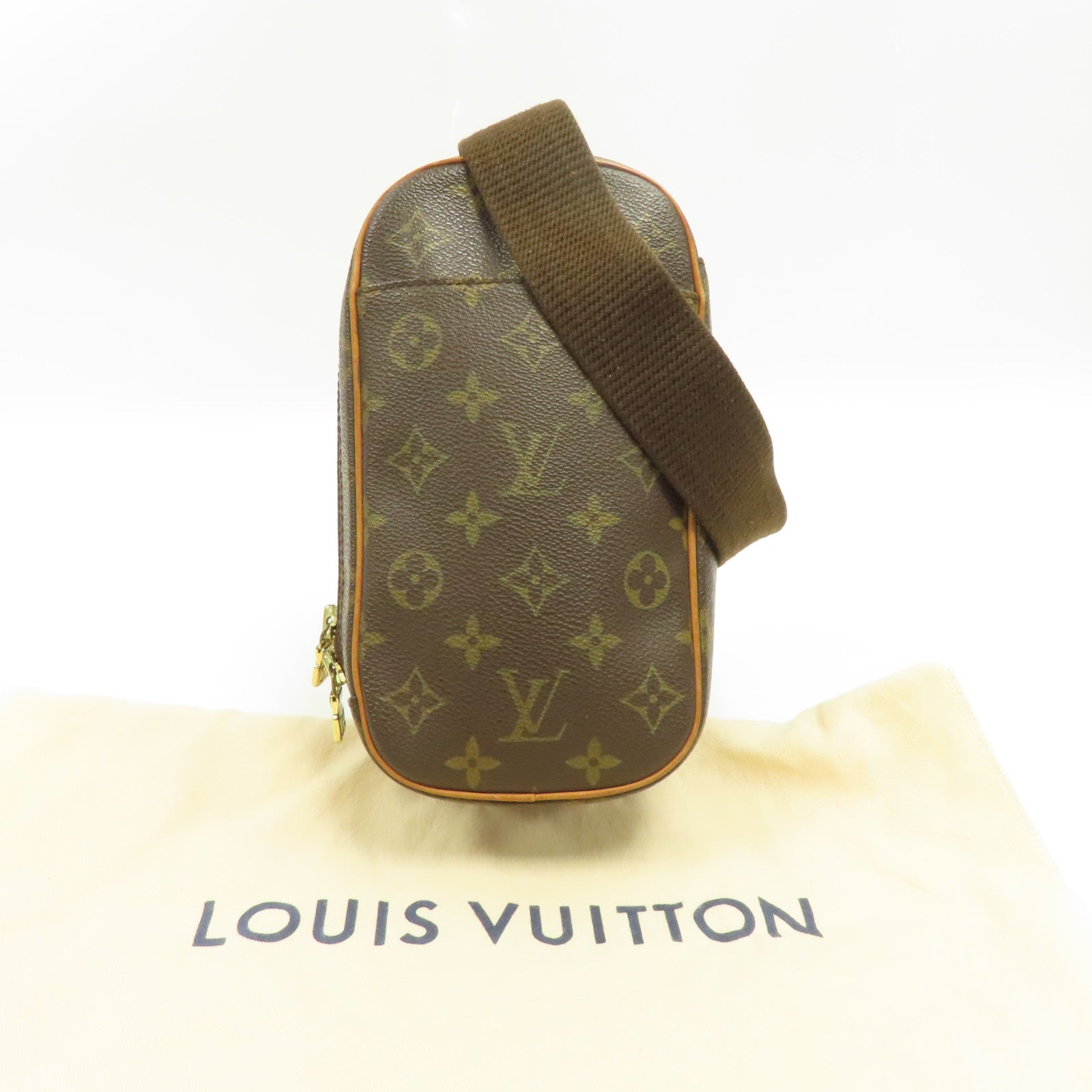 LOUIS VUITTON 【激減優惠】Monogram Pochette Gange金扣腰包棕色