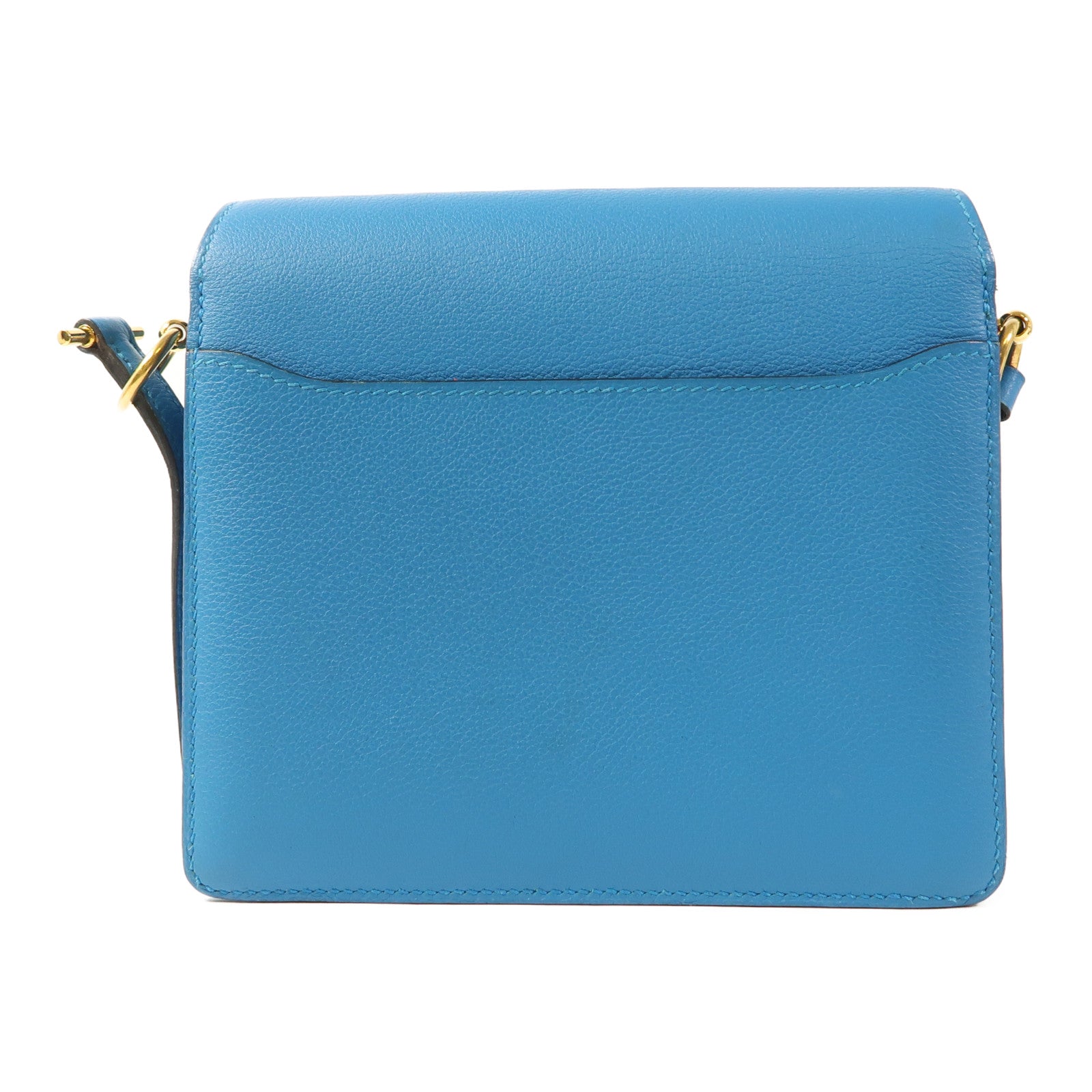HERMES 【激減優惠】Evercolor皮革Mini Roulis金扣肩背袋Bleu Zanzibar