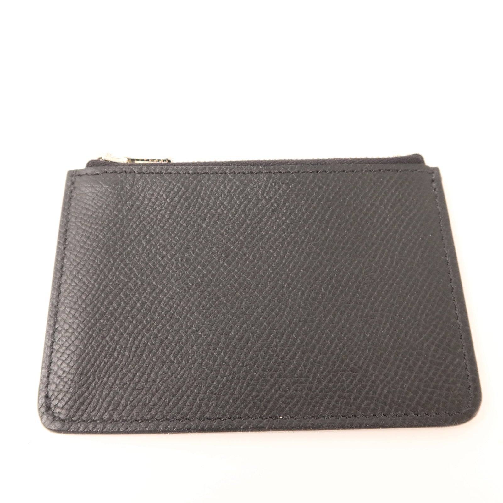 HERMES Epsom皮革Constance Slim銀扣錢包Noir