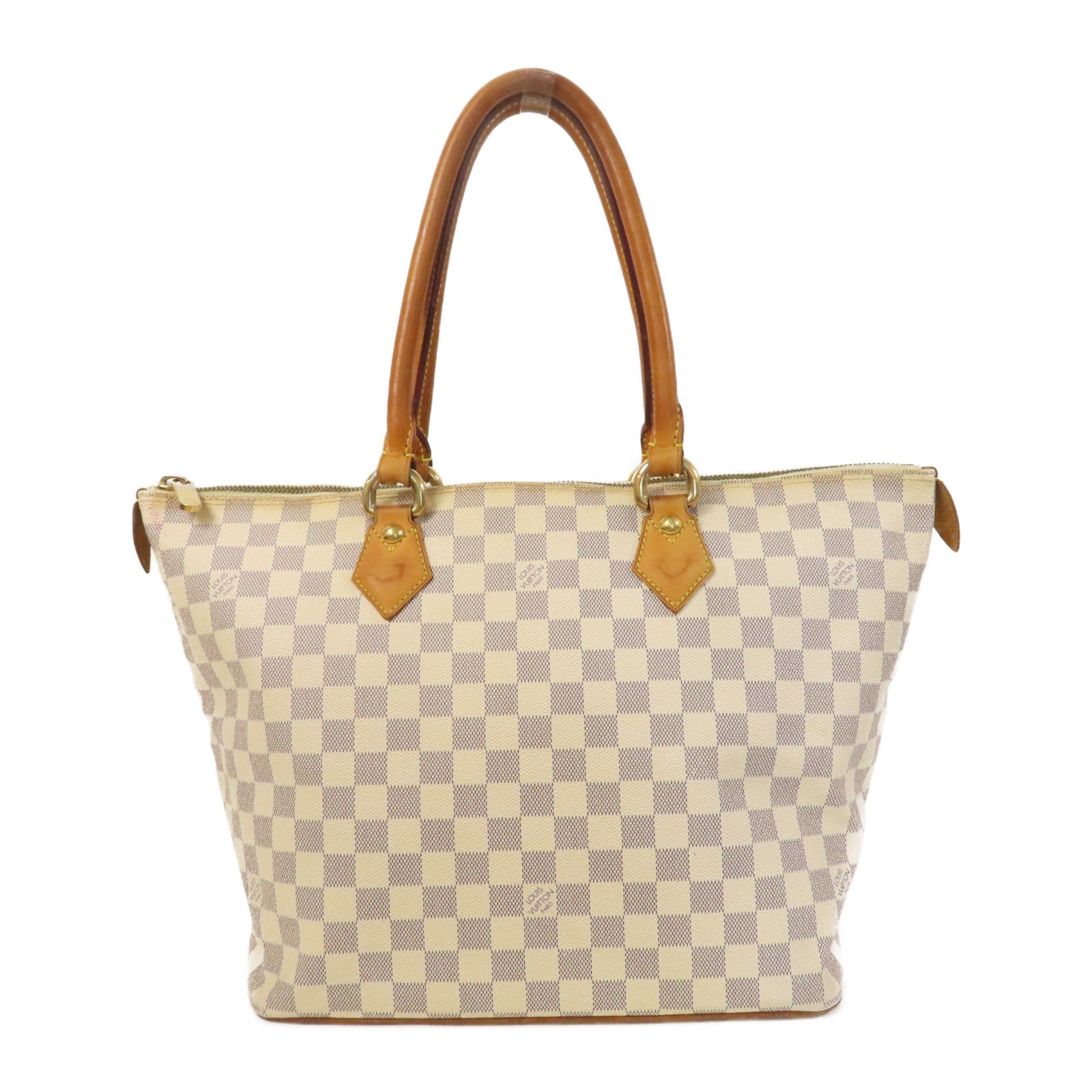LOUIS VUITTON 【激減優惠】Damier Azur Saleya PM金扣手挽袋白色/藍色
