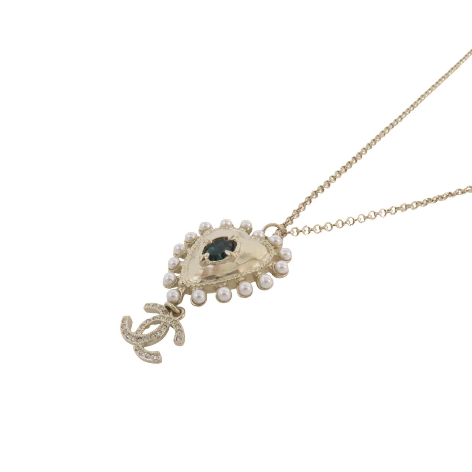 CHANEL 金屬/PVC/仿珍珠Necklace金扣項鏈