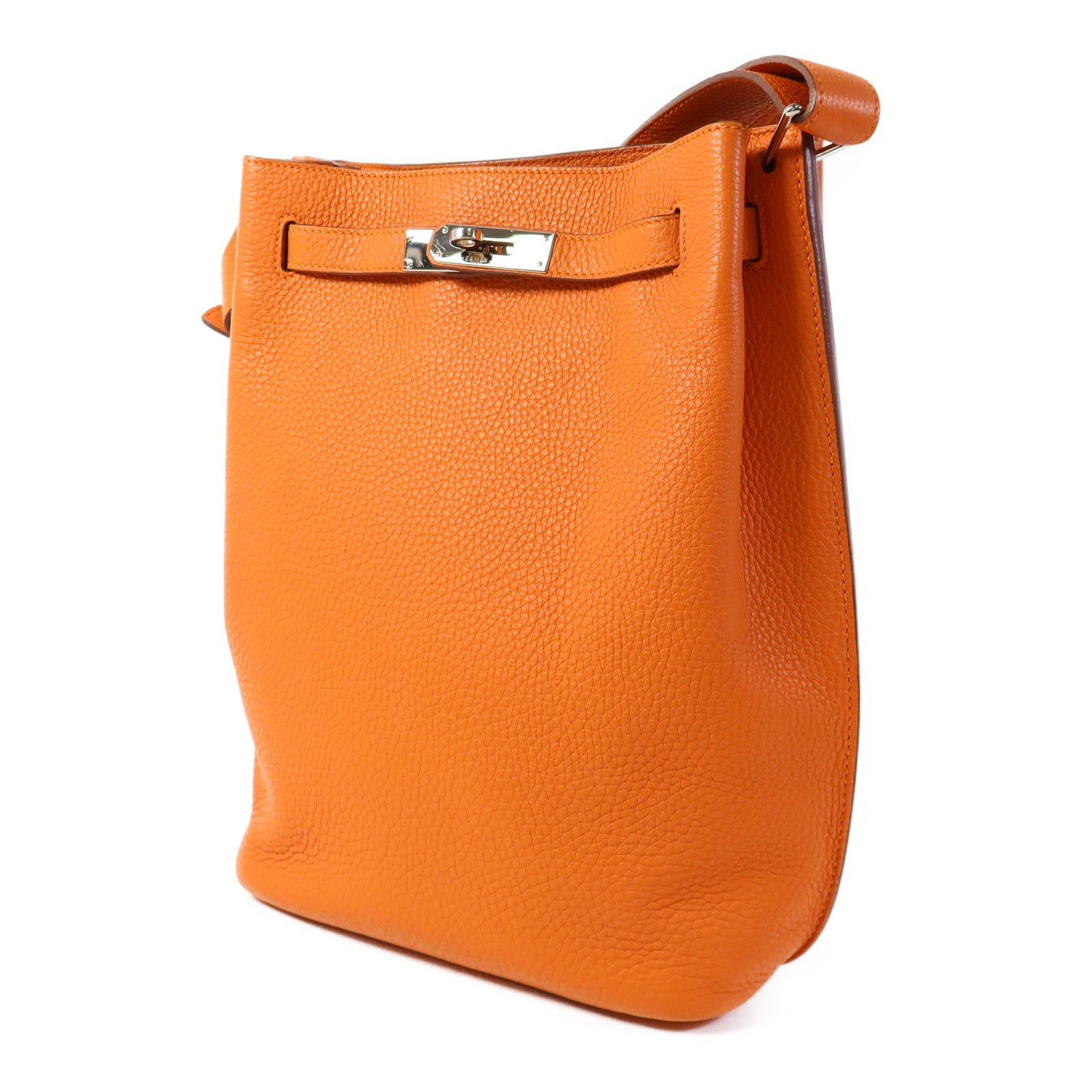HERMES Togo皮革So Kelly 22銀扣肩背袋Orange