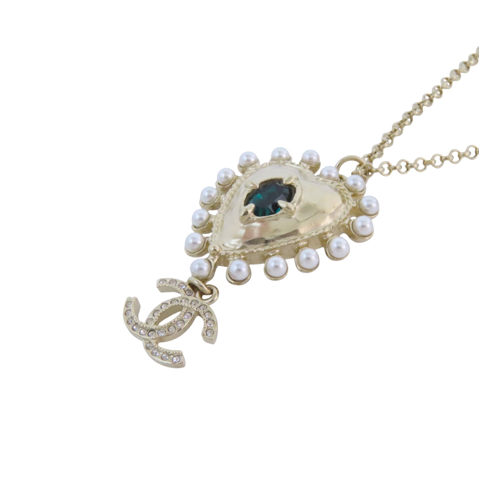 CHANEL 金屬/PVC/仿珍珠Necklace金扣項鏈