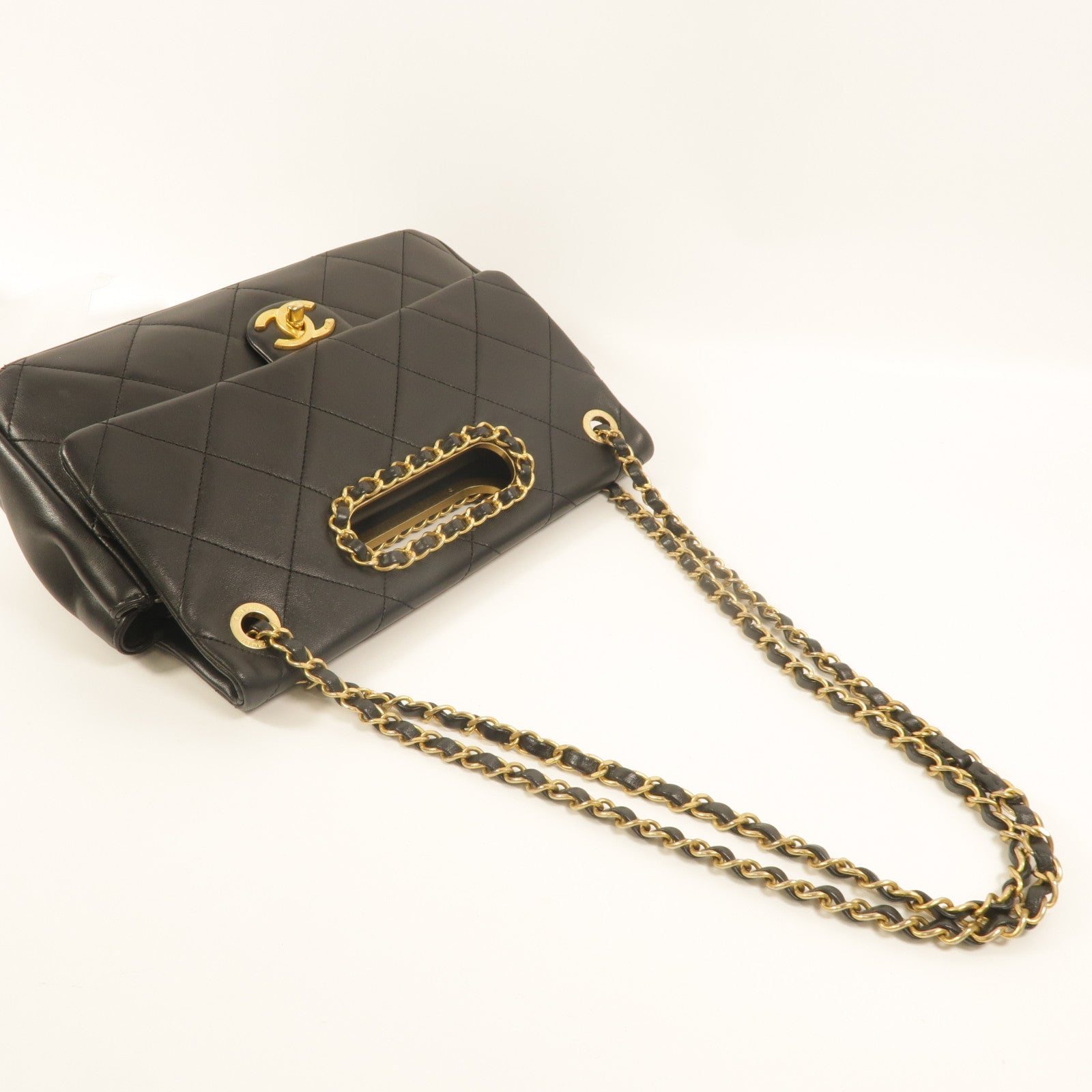 CHANEL 牛皮皮革A Real Catch Flap Bag鏈帶手挽肩背兩用袋