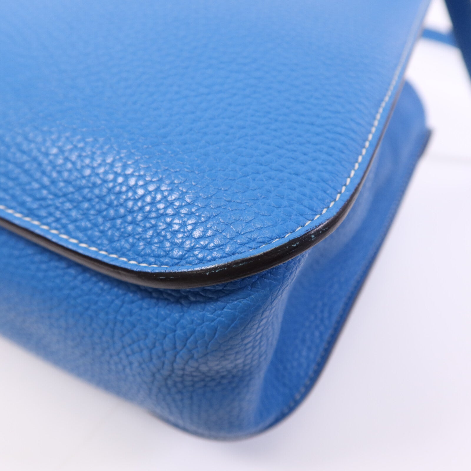 HERMES Clemence皮革Halzan 31銀扣手挽肩背兩用袋Bleu Zanzibar