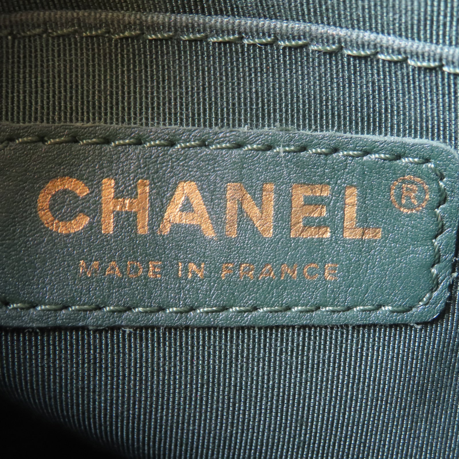CHANEL 菱格羊皮皮革Backpack金扣背包綠色