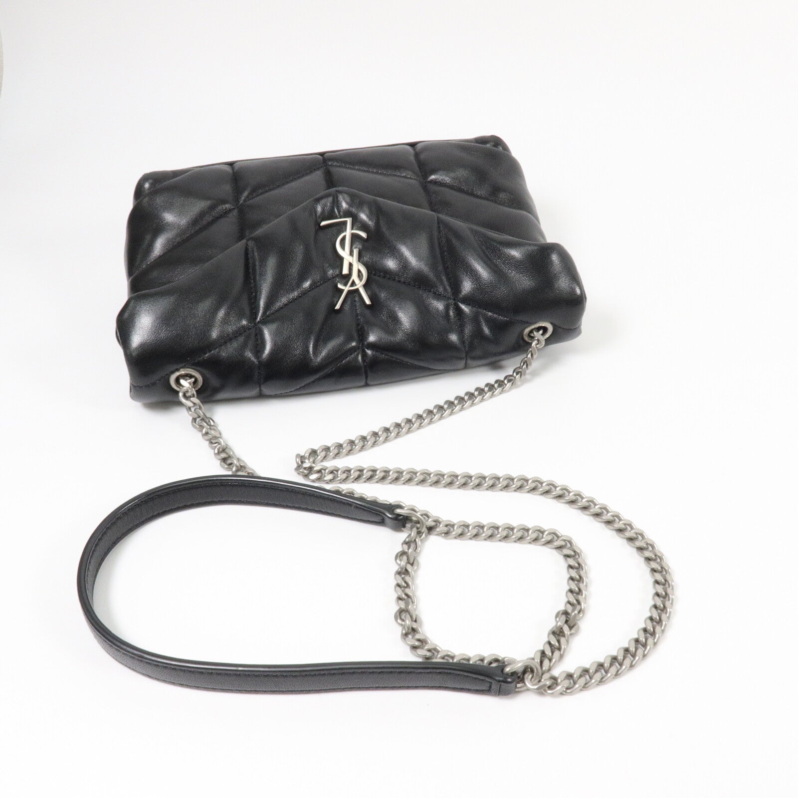 SAINT LAURENT 羊皮皮革Puffer Toy鏈帶肩背袋