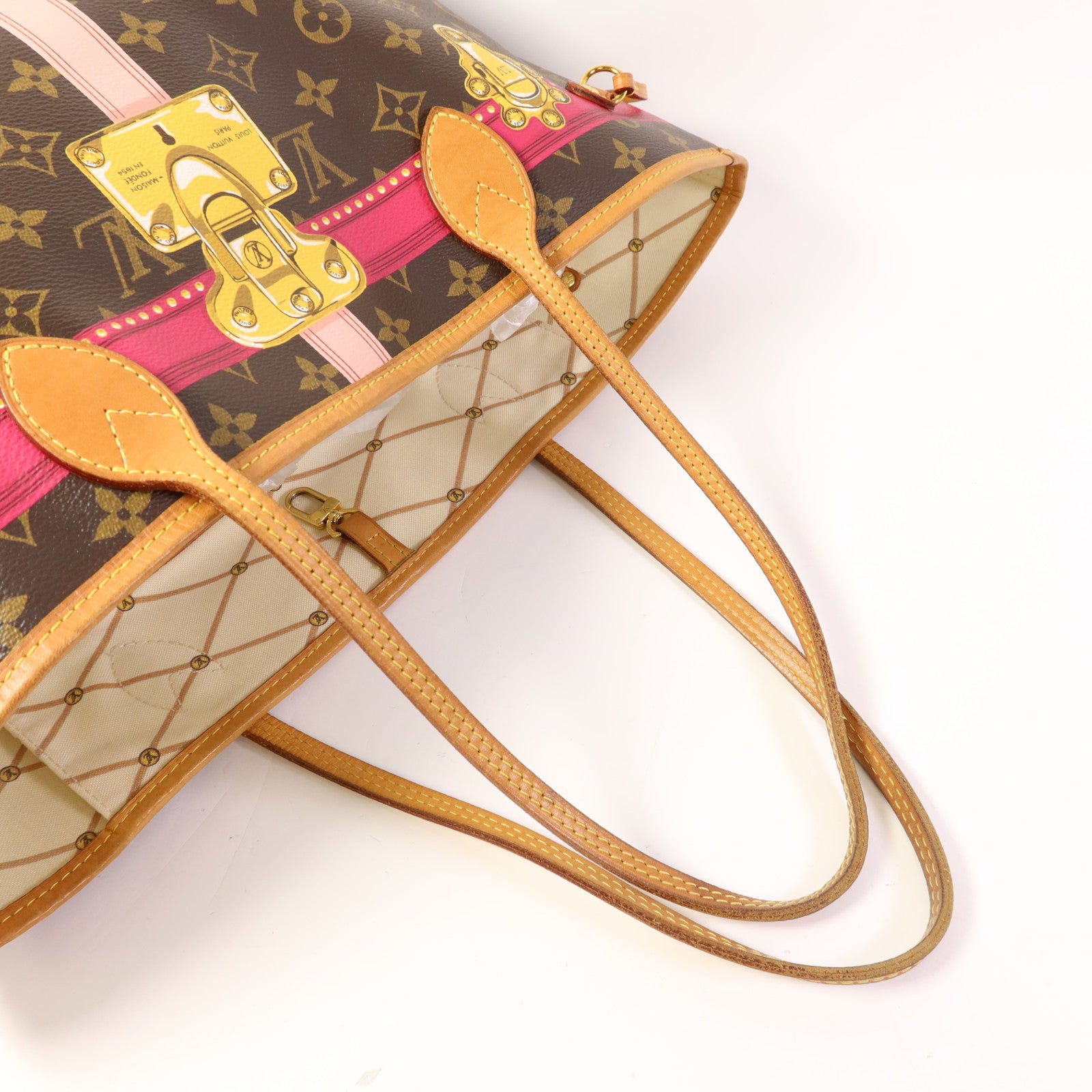 LOUIS VUITTON Monogram Summer Trunk Neverfull MM金扣肩背袋