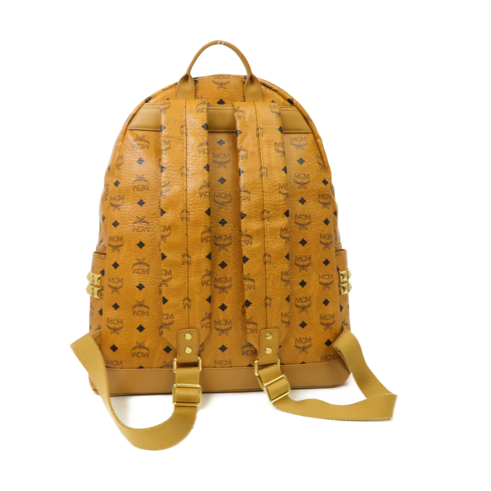 MCM 塗層帆布Backpack金扣背包棕色