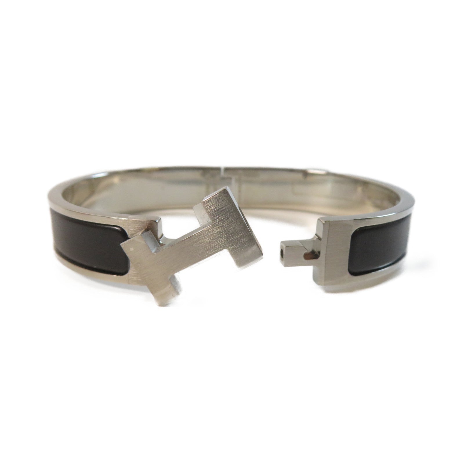 HERMES 【激減優惠】金屬Clic H Bracelet手鐲銀色/黑色