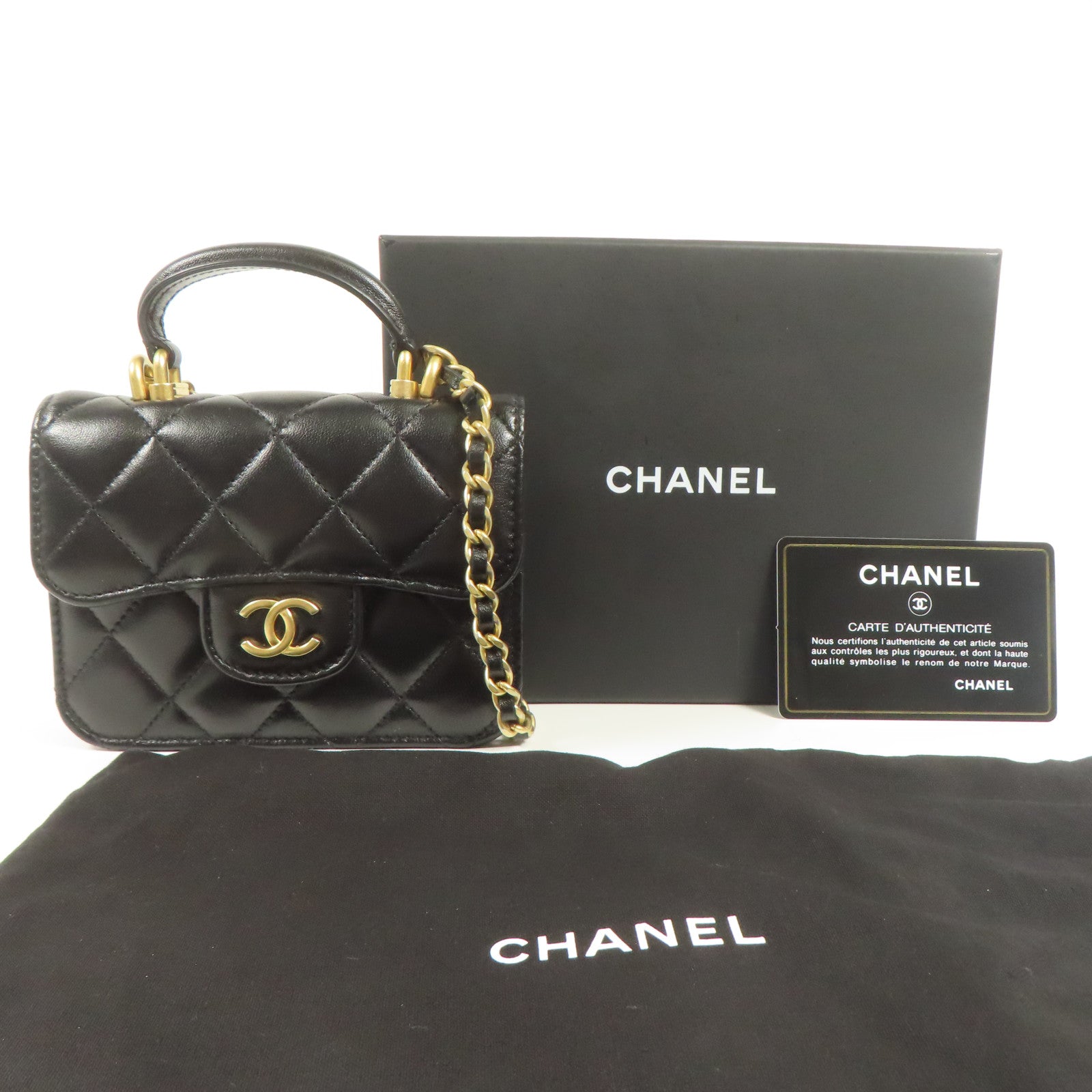 CHANEL 羊皮皮革Shoulder Bag金扣鏈帶手挽肩背兩用袋