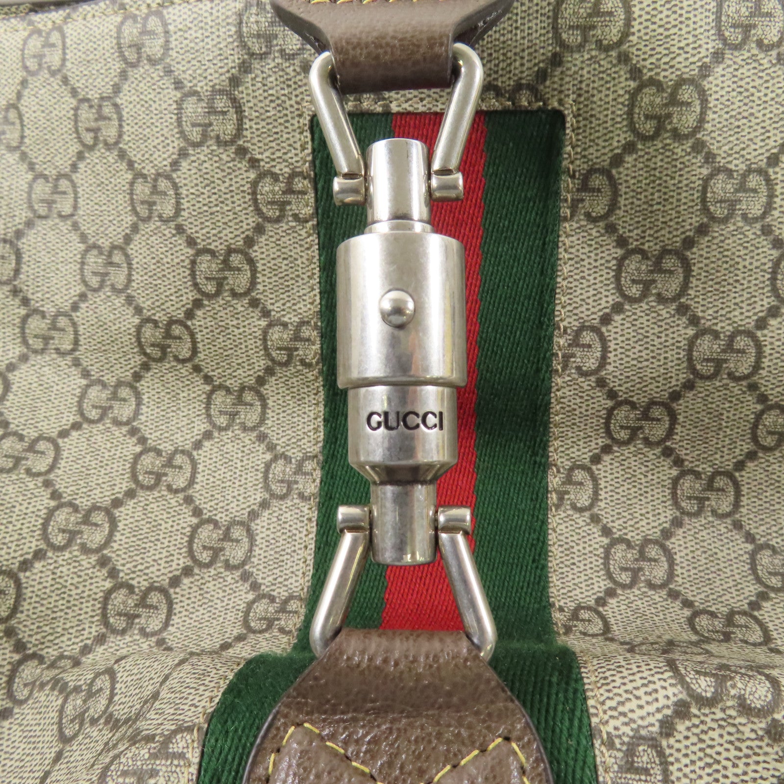 GUCCI 塗層帆布Jackie 1961 Medium銀扣肩背袋