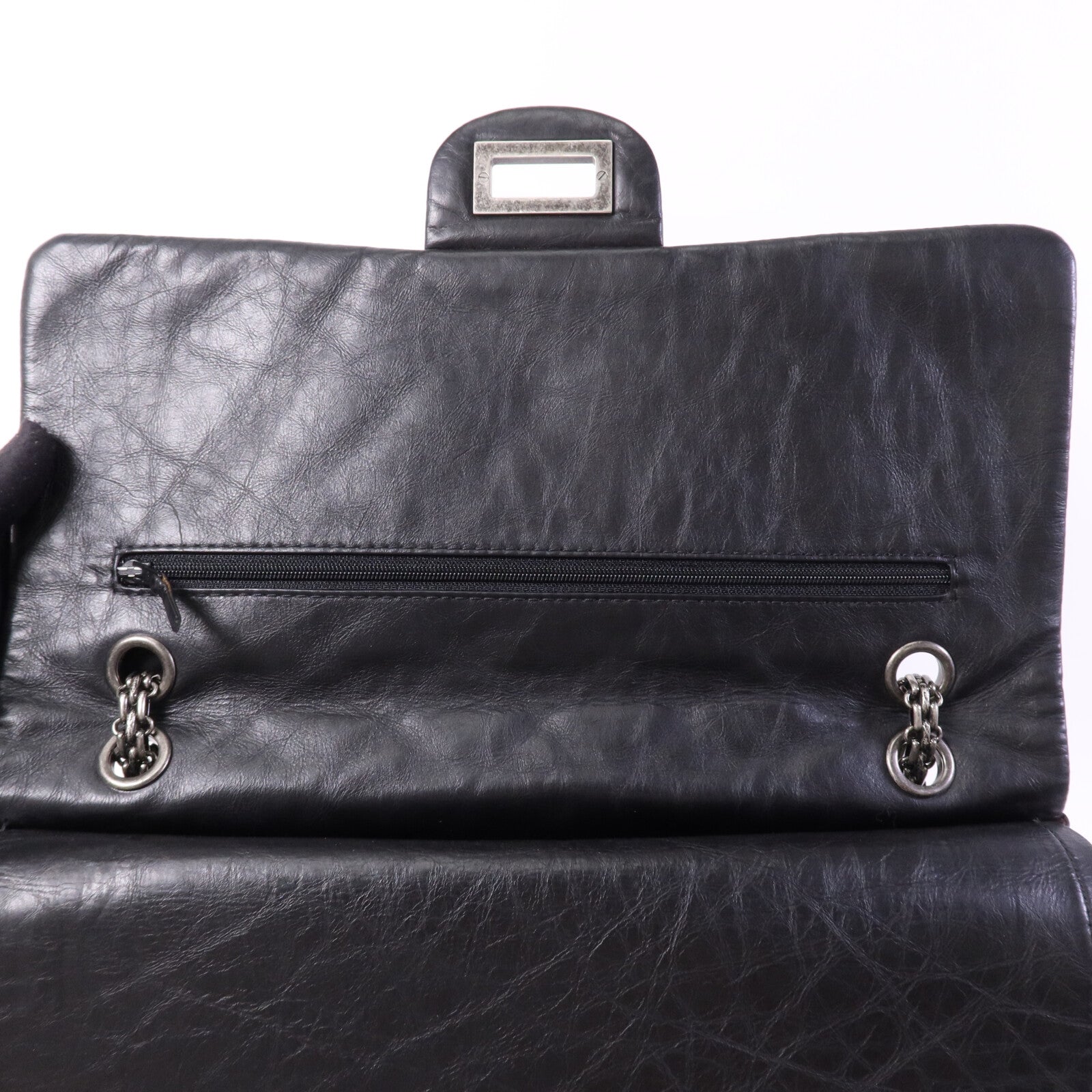 CHANEL 牛皮皮革2.55 Large銀扣鏈帶肩背袋