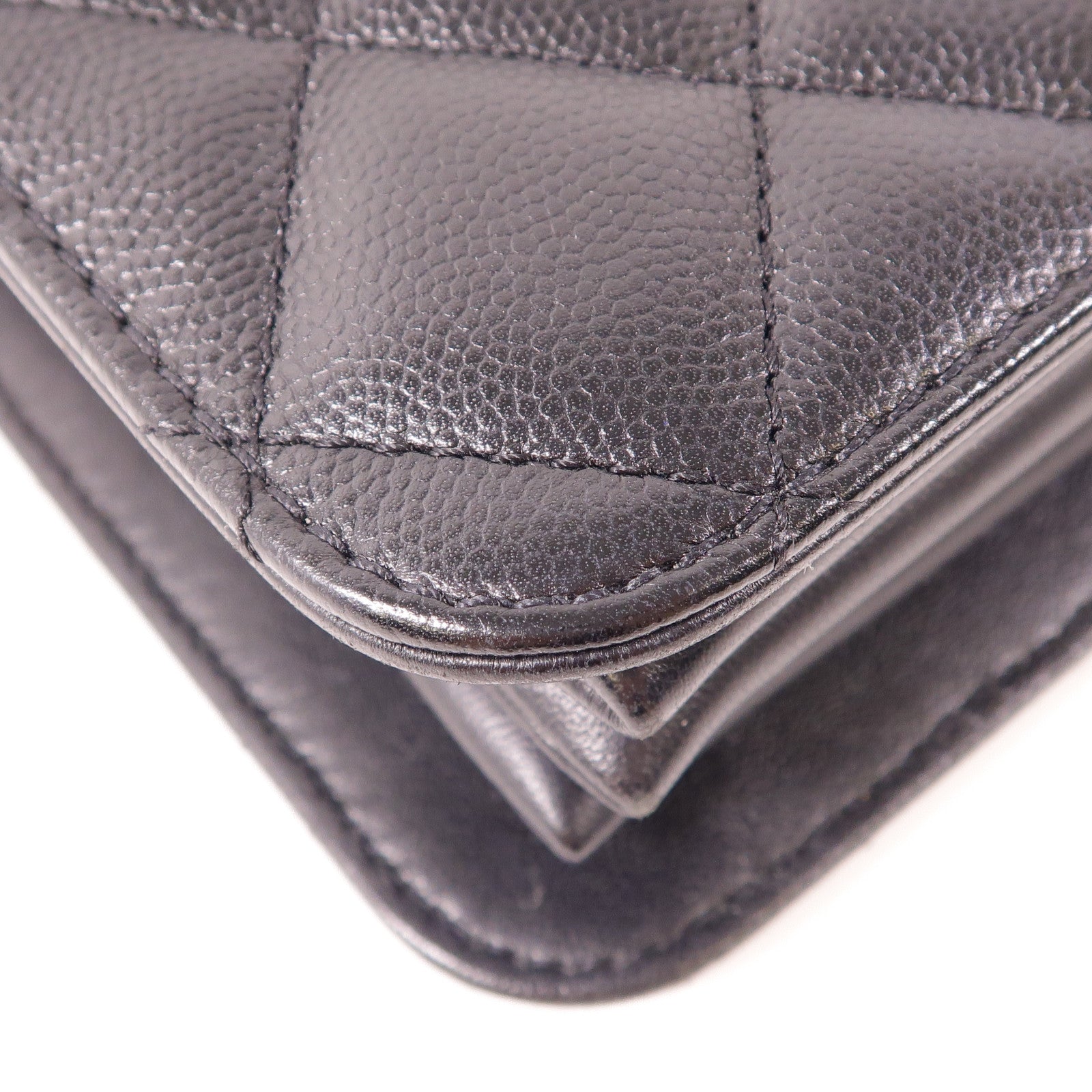 CHANEL 牛皮皮革Chain Shoulder金扣手挽肩背兩用袋